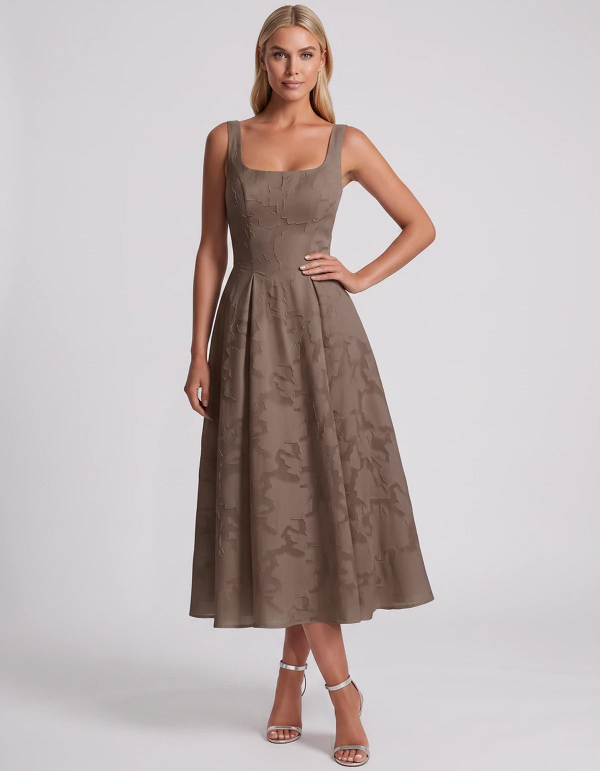 Blanchette Midi Dresses — Khaki | SKU: SD-79480-khaki-2,SD-79480-khaki-4,SD-79480-khaki-6,SD-79480-khaki-8,SD-79480-khaki-10,SD-79480-khaki-12,SD-79480-khaki-14,SD-79480-khaki-16,SD-79480-khaki-16W,SD-79480-khaki-18W,SD-79480-khaki-20W,SD-79480-khaki-22W,SD-79480-khaki-24W