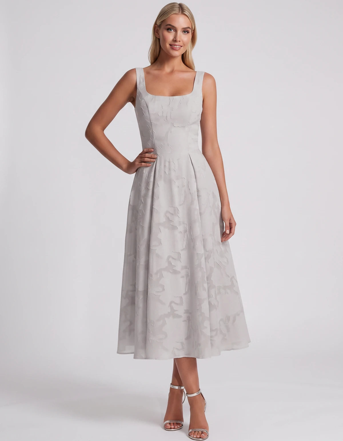 Blanchette Midi Dresses — White | SKU: SD-79480-white-2,SD-79480-white-4,SD-79480-white-6,SD-79480-white-8,SD-79480-white-10,SD-79480-white-12,SD-79480-white-14,SD-79480-white-16,SD-79480-white-16W,SD-79480-white-18W,SD-79480-white-20W,SD-79480-white-22W,SD-79480-white-24W