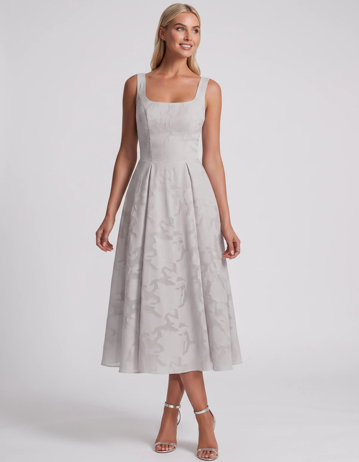 Blanchette Midi Dresses — White | SKU: SD-79480-white-2,SD-79480-white-4,SD-79480-white-6,SD-79480-white-8,SD-79480-white-10,SD-79480-white-12,SD-79480-white-14,SD-79480-white-16,SD-79480-white-16W,SD-79480-white-18W,SD-79480-white-20W,SD-79480-white-22W,SD-79480-white-24W
