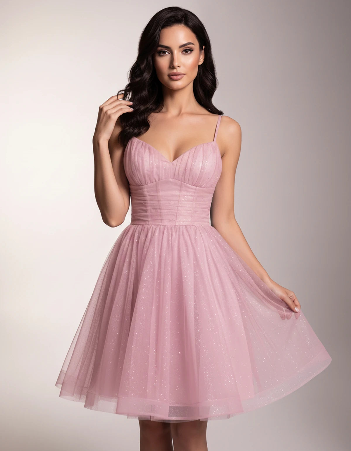 Brienne Mini Dress — Pink | SKU: SD-59178-pink-2,SD-59178-pink-4,SD-59178-pink-6,SD-59178-pink-8,SD-59178-pink-10,SD-59178-pink-12,SD-59178-pink-14,SD-59178-pink-16,SD-59178-pink-16W,SD-59178-pink-18W,SD-59178-pink-20W,SD-59178-pink-22W