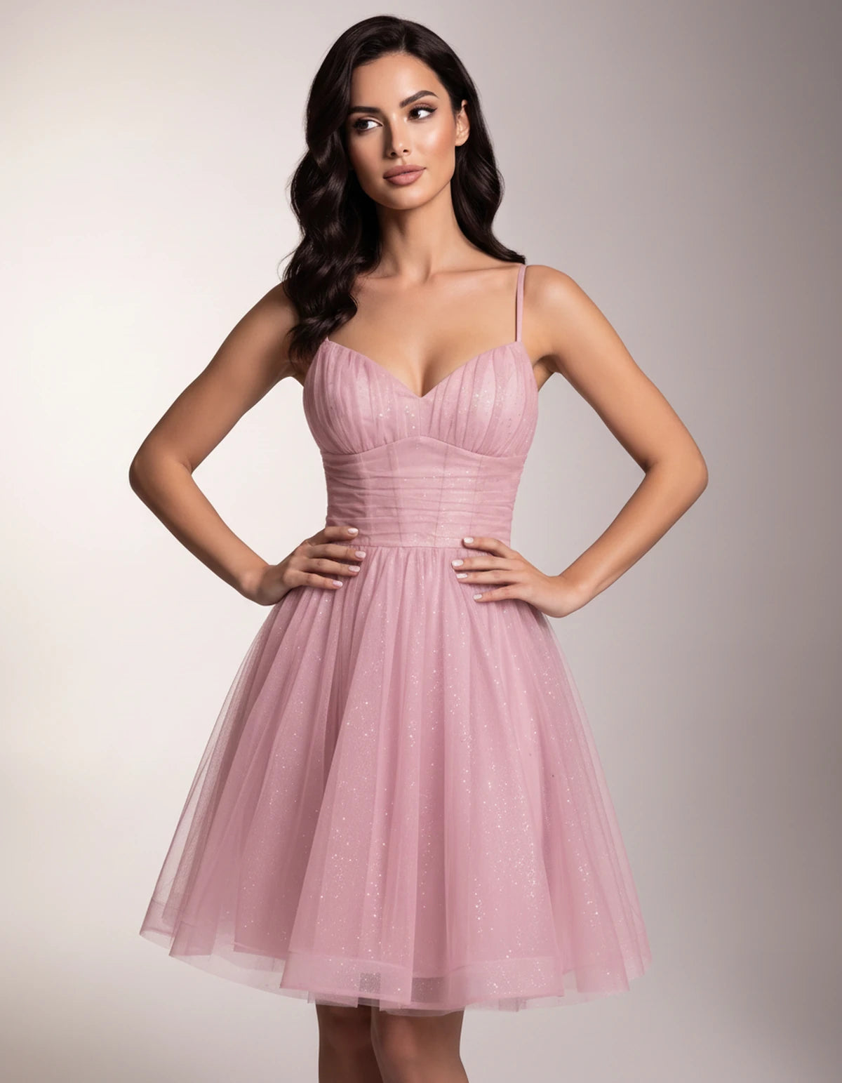 Brienne Mini Dress — Pink | SKU: SD-59178-pink-2,SD-59178-pink-4,SD-59178-pink-6,SD-59178-pink-8,SD-59178-pink-10,SD-59178-pink-12,SD-59178-pink-14,SD-59178-pink-16,SD-59178-pink-16W,SD-59178-pink-18W,SD-59178-pink-20W,SD-59178-pink-22W