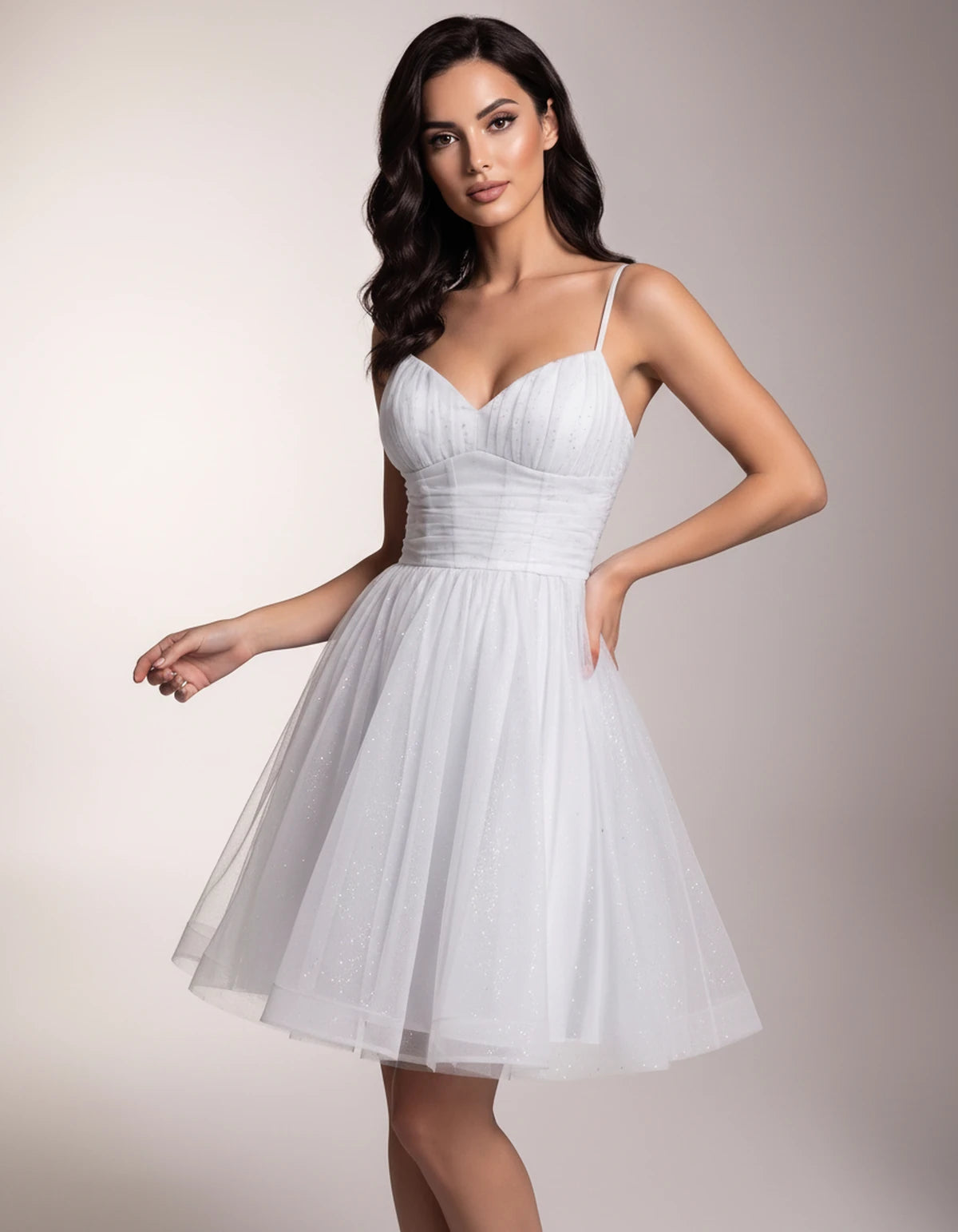 Brienne Mini Dress — White | SKU: SD-59178-white-2,SD-59178-white-4,SD-59178-white-6,SD-59178-white-8,SD-59178-white-10,SD-59178-white-12,SD-59178-white-14,SD-59178-white-16,SD-59178-white-16W,SD-59178-white-18W,SD-59178-white-20W,SD-59178-white-22W