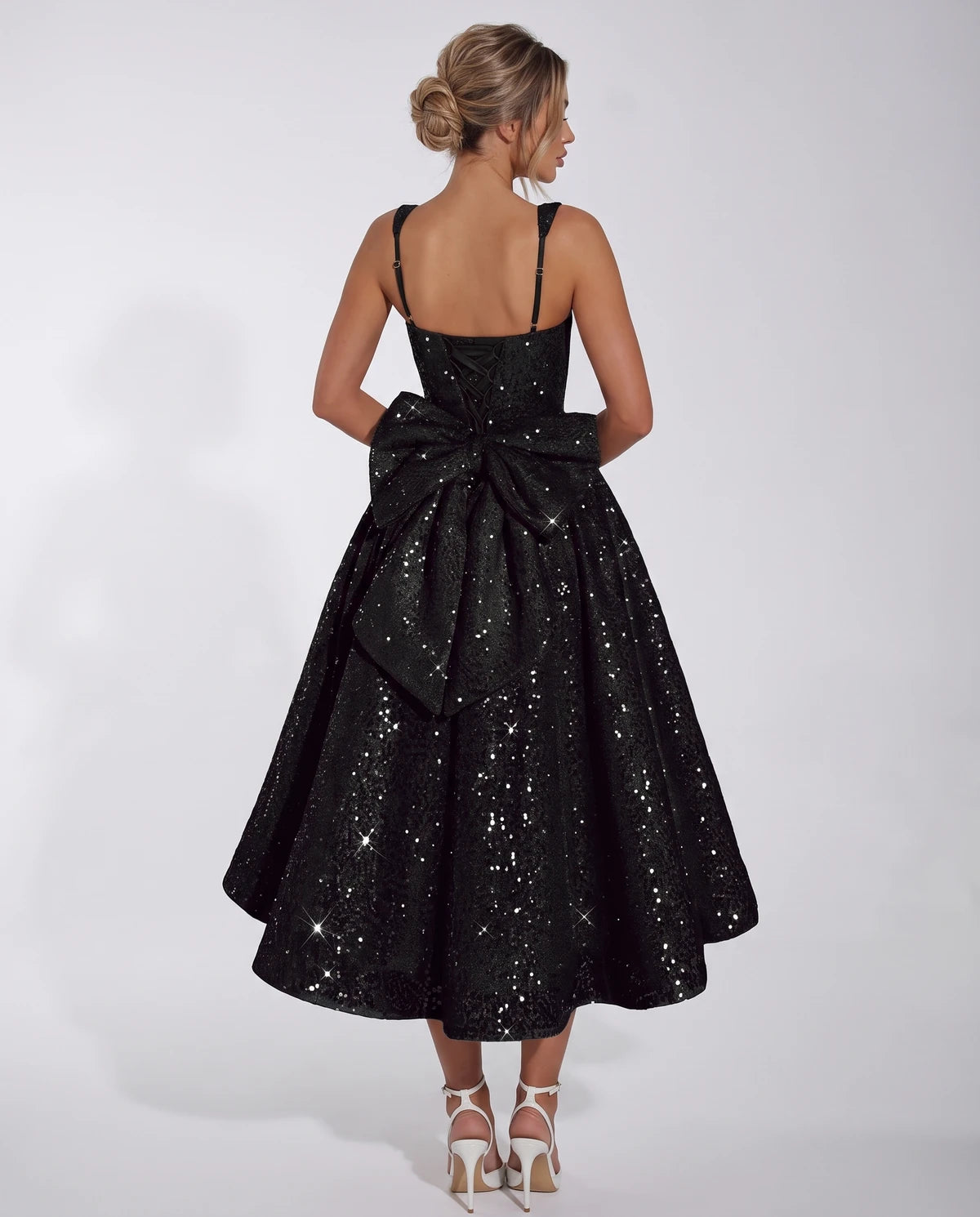 Calanthe Midi Dresses — Black | SKU: SD-45767-black-2,SD-45767-black-4,SD-45767-black-6,SD-45767-black-8,SD-45767-black-10,SD-45767-black-12,SD-45767-black-14,SD-45767-black-16,SD-45767-black-16W,SD-45767-black-18W,SD-45767-black-20W,SD-45767-black-22W,SD-45767-black-24W