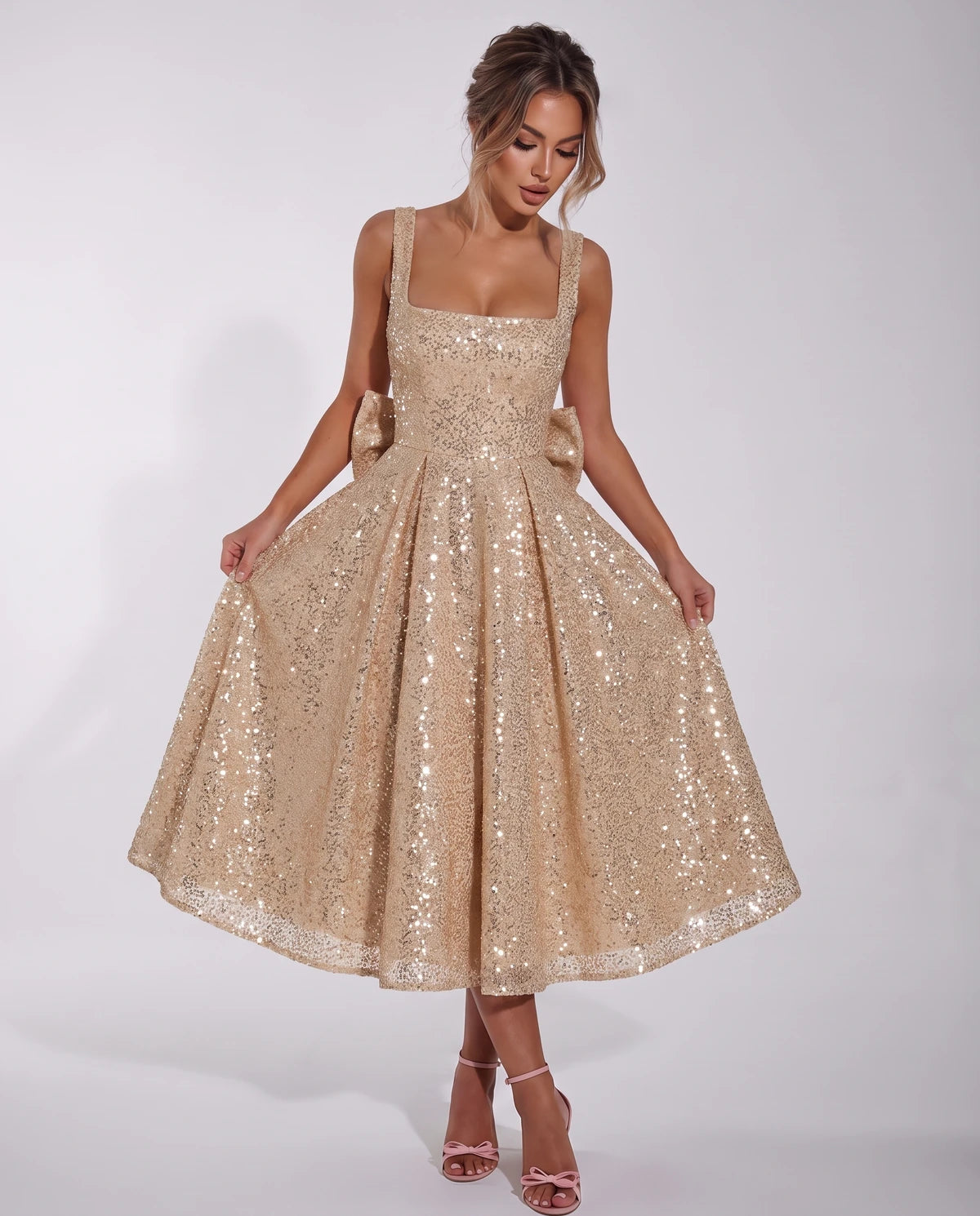 Calanthe Midi Dresses — Champagne