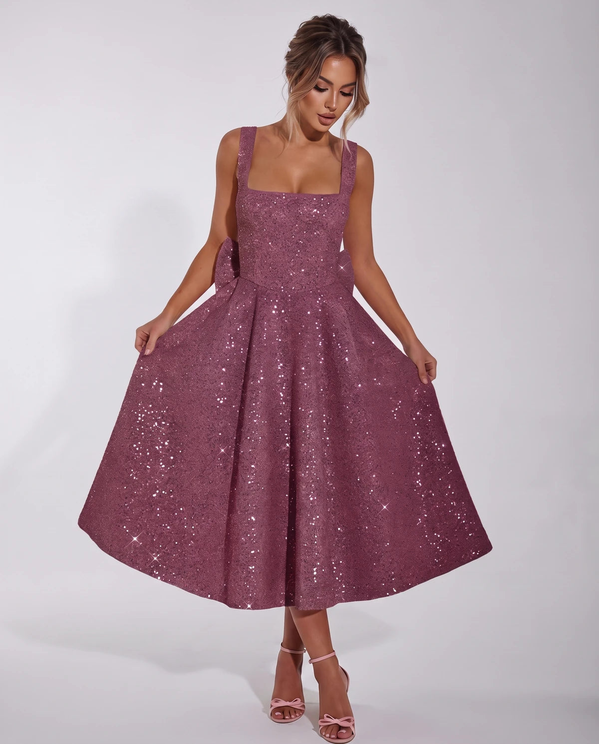 Calanthe Midi Dresses — Dusty Rose