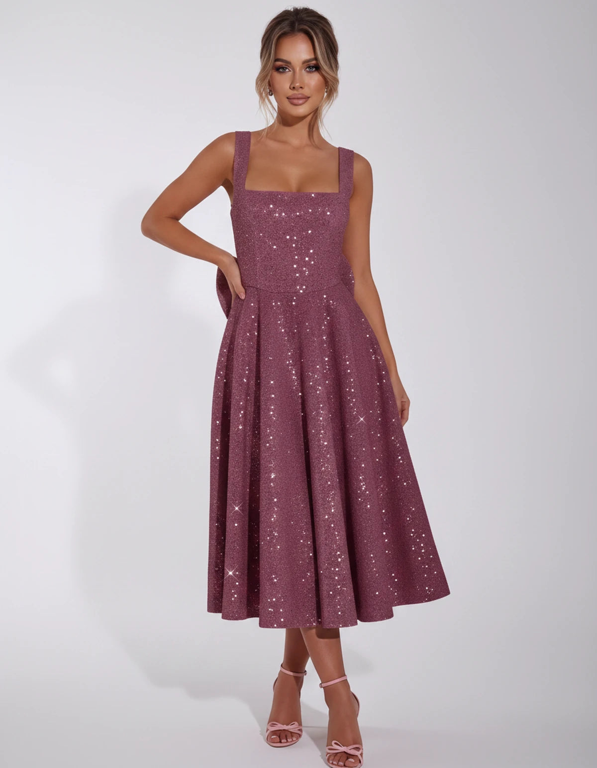 Calanthe Midi Dresses — Dusty Rose | SKU: SD-45767-dustyrose-2,SD-45767-dustyrose-4,SD-45767-dustyrose-6,SD-45767-dustyrose-8,SD-45767-dustyrose-10,SD-45767-dustyrose-12,SD-45767-dustyrose-14,SD-45767-dustyrose-16,SD-45767-dustyrose-16W,SD-45767-dustyrose-18W,SD-45767-dustyrose-20W,SD-45767-dustyrose-22W,SD-45767-dustyrose-24W