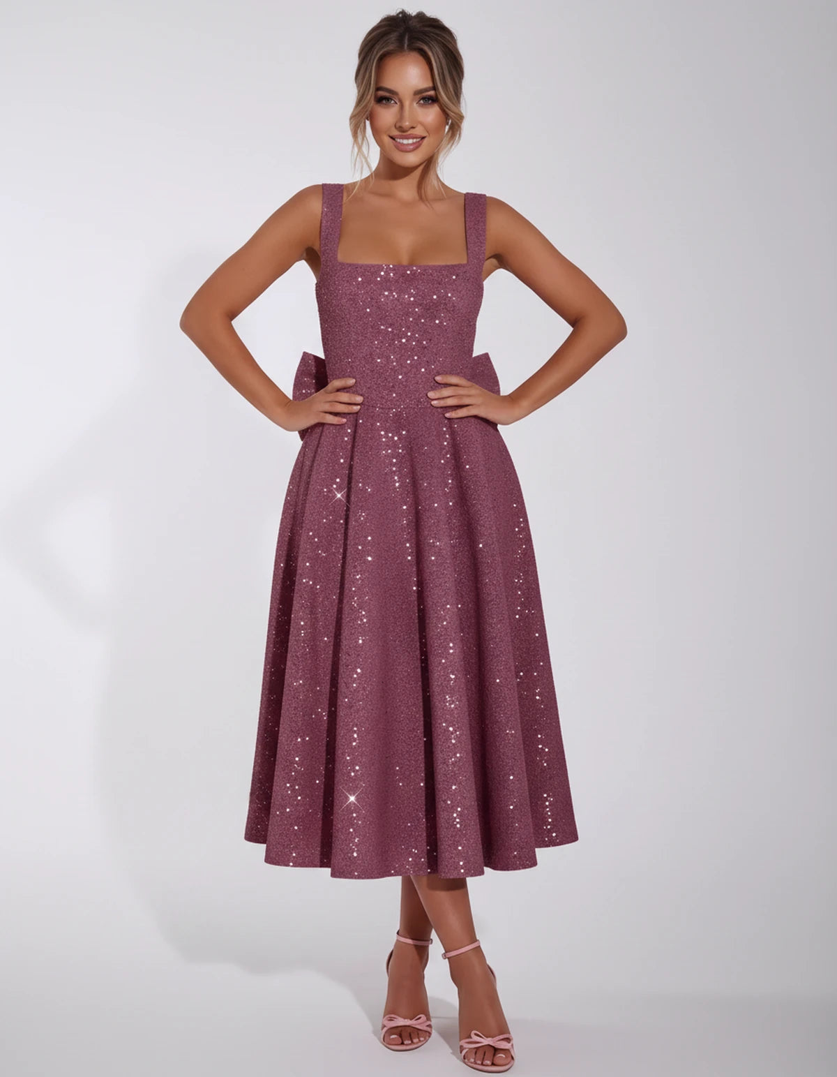 Calanthe Midi Dresses — Dusty Rose | SKU: SD-45767-dustyrose-2,SD-45767-dustyrose-4,SD-45767-dustyrose-6,SD-45767-dustyrose-8,SD-45767-dustyrose-10,SD-45767-dustyrose-12,SD-45767-dustyrose-14,SD-45767-dustyrose-16,SD-45767-dustyrose-16W,SD-45767-dustyrose-18W,SD-45767-dustyrose-20W,SD-45767-dustyrose-22W,SD-45767-dustyrose-24W