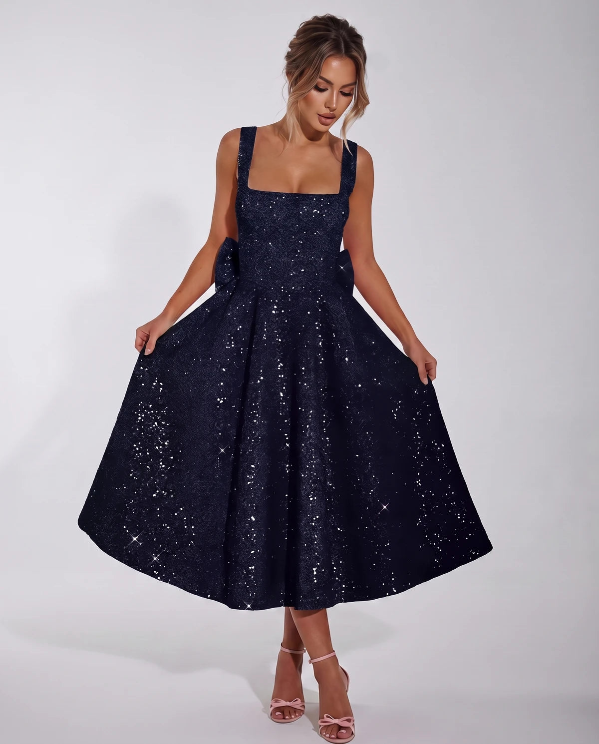Calanthe Midi Dresses — Navy Blue