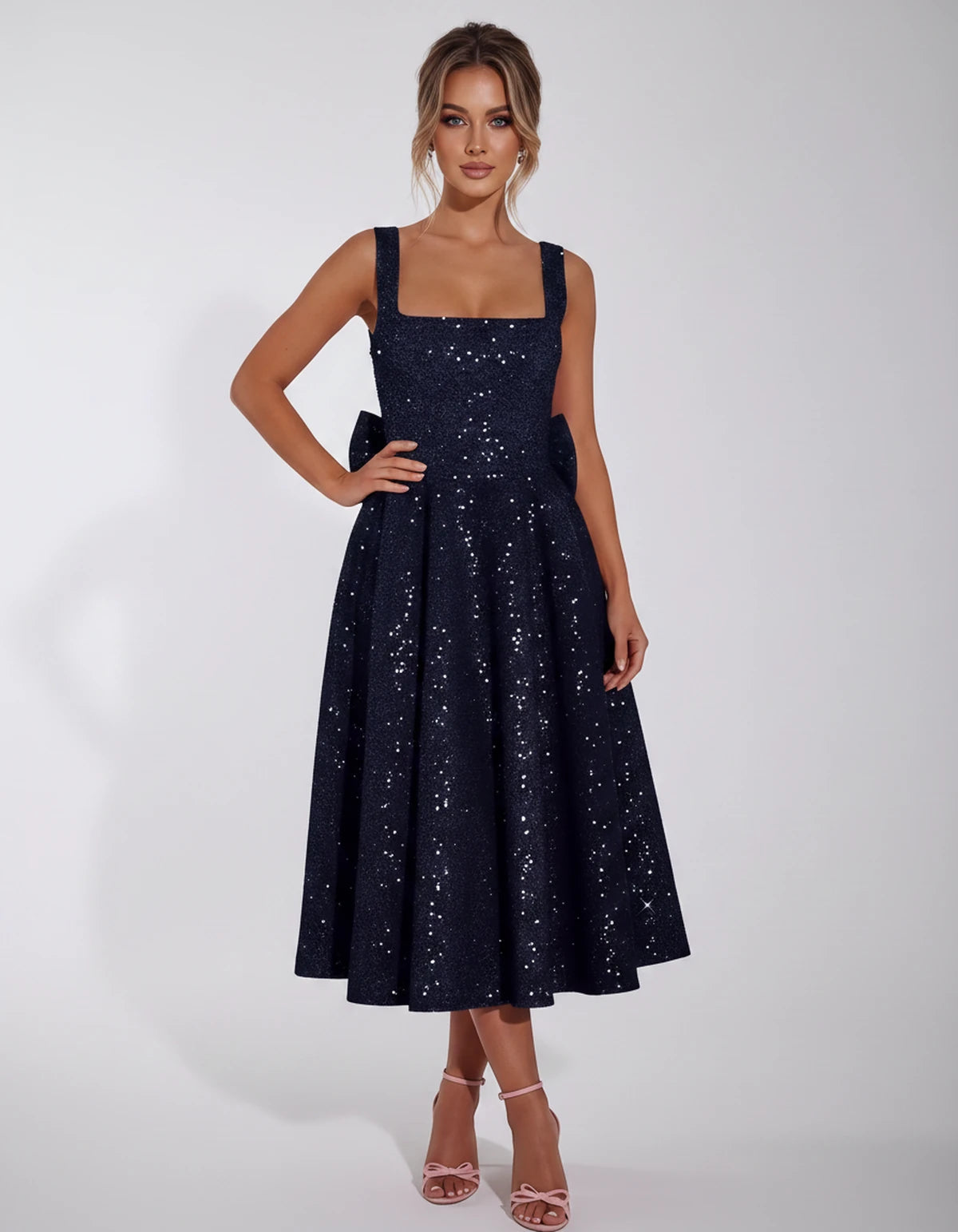 Calanthe Midi Dresses — Navy Blue | SKU: SD-45767-navyblue-2,SD-45767-navyblue-4,SD-45767-navyblue-6,SD-45767-navyblue-8,SD-45767-navyblue-10,SD-45767-navyblue-12,SD-45767-navyblue-14,SD-45767-navyblue-16,SD-45767-navyblue-16W,SD-45767-navyblue-18W,SD-45767-navyblue-20W,SD-45767-navyblue-22W,SD-45767-navyblue-24W