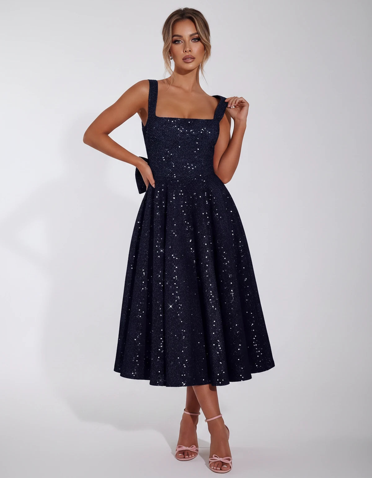 Calanthe Midi Dresses — Navy Blue | SKU: SD-45767-navyblue-2,SD-45767-navyblue-4,SD-45767-navyblue-6,SD-45767-navyblue-8,SD-45767-navyblue-10,SD-45767-navyblue-12,SD-45767-navyblue-14,SD-45767-navyblue-16,SD-45767-navyblue-16W,SD-45767-navyblue-18W,SD-45767-navyblue-20W,SD-45767-navyblue-22W,SD-45767-navyblue-24W