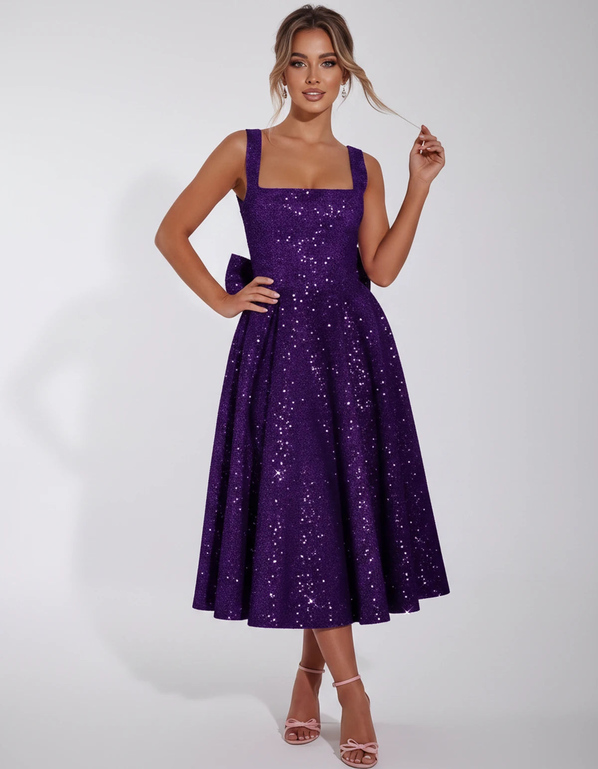 Calanthe Midi Dresses — Purple | SKU: SD-45767-purple-2,SD-45767-purple-4,SD-45767-purple-6,SD-45767-purple-8,SD-45767-purple-10,SD-45767-purple-12,SD-45767-purple-14,SD-45767-purple-16,SD-45767-purple-16W,SD-45767-purple-18W,SD-45767-purple-20W,SD-45767-purple-22W,SD-45767-purple-24W