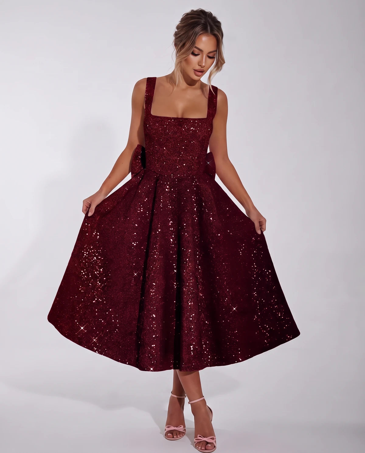 Calanthe Midi Dresses — Red