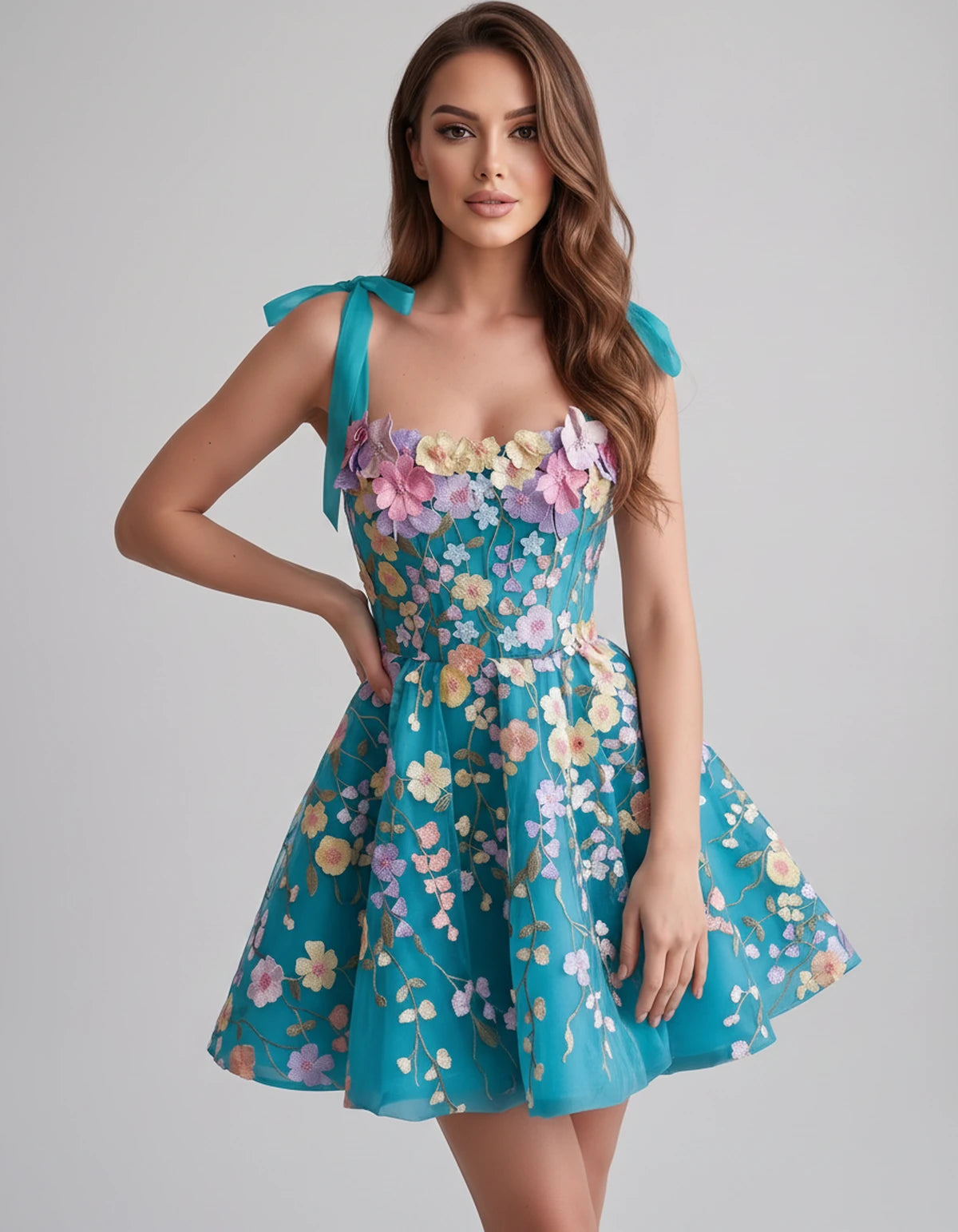 Callista Mini Dress — Blue | SKU: SD-58295-blue-2,SD-58295-blue-4,SD-58295-blue-6,SD-58295-blue-8,SD-58295-blue-10,SD-58295-blue-12,SD-58295-blue-14,SD-58295-blue-16,SD-58295-blue-16W,SD-58295-blue-18W,SD-58295-blue-20W,SD-58295-blue-22W