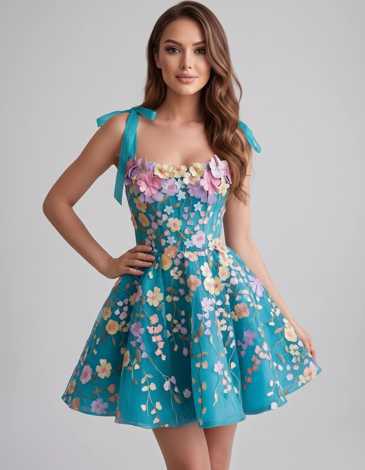 Callista Mini Dress — Blue | SKU: SD-58295-blue-2,SD-58295-blue-4,SD-58295-blue-6,SD-58295-blue-8,SD-58295-blue-10,SD-58295-blue-12,SD-58295-blue-14,SD-58295-blue-16,SD-58295-blue-16W,SD-58295-blue-18W,SD-58295-blue-20W,SD-58295-blue-22W
