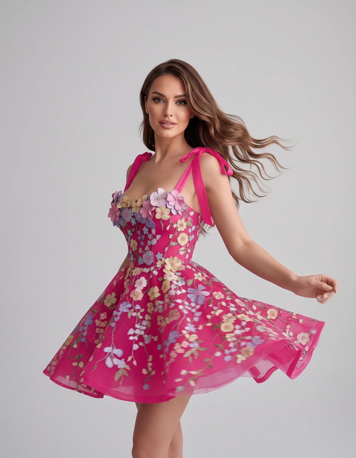 Callista Mini Dress — Bright Pink | SKU: SD-58295-brightpink-2,SD-58295-brightpink-4,SD-58295-brightpink-6,SD-58295-brightpink-8,SD-58295-brightpink-10,SD-58295-brightpink-12,SD-58295-brightpink-14,SD-58295-brightpink-16,SD-58295-brightpink-16W,SD-58295-brightpink-18W,SD-58295-brightpink-20W,SD-58295-brightpink-22W