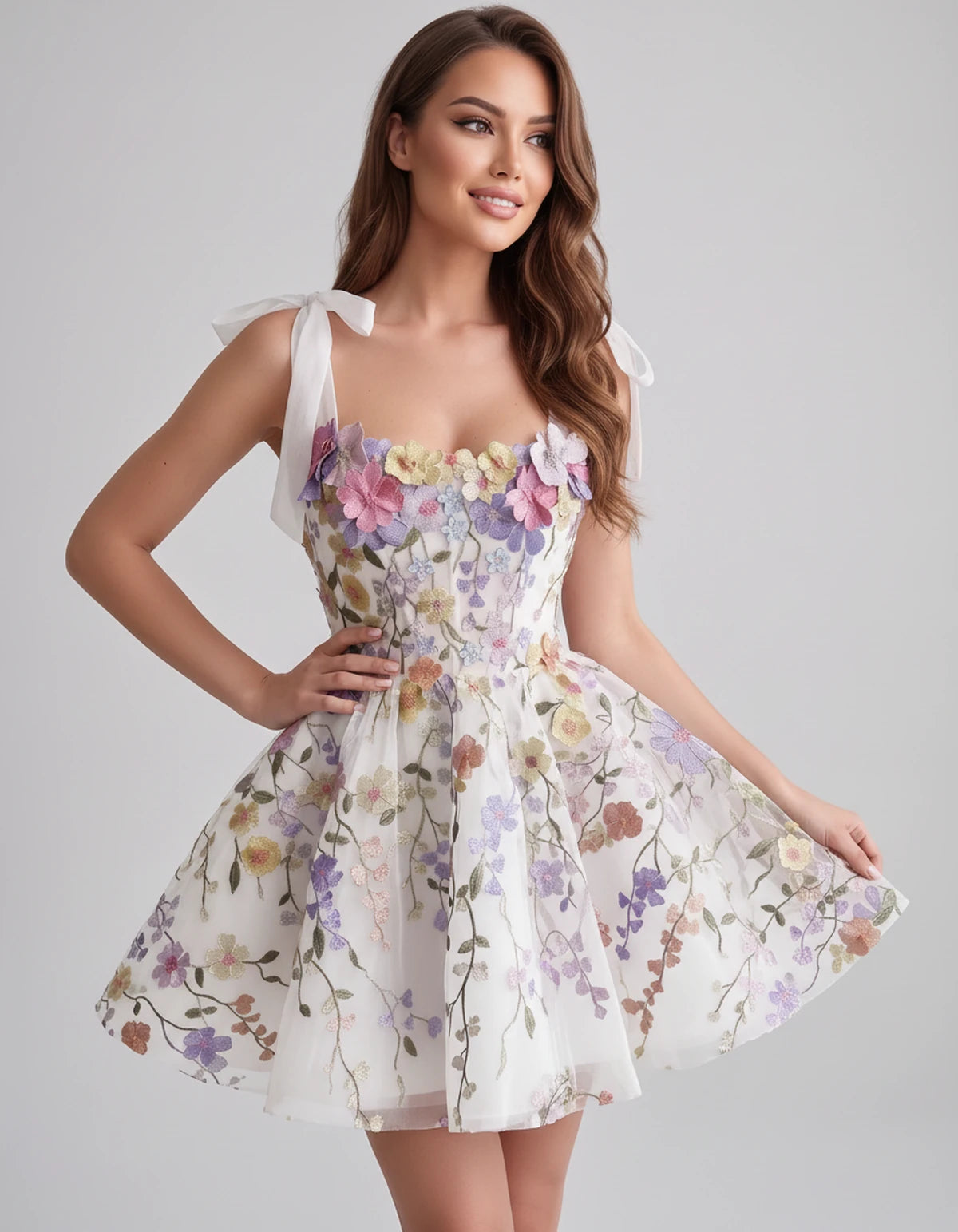 Callista Mini Dress — White | SKU: SD-58295-white-2,SD-58295-white-4,SD-58295-white-6,SD-58295-white-8,SD-58295-white-10,SD-58295-white-12,SD-58295-white-14,SD-58295-white-16,SD-58295-white-16W,SD-58295-white-18W,SD-58295-white-20W,SD-58295-white-22W