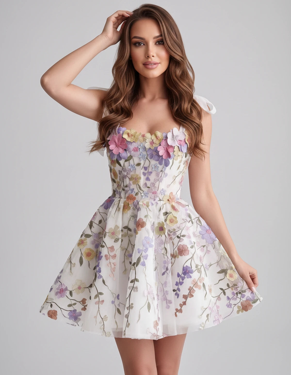 Callista Mini Dress — White | SKU: SD-58295-white-2,SD-58295-white-4,SD-58295-white-6,SD-58295-white-8,SD-58295-white-10,SD-58295-white-12,SD-58295-white-14,SD-58295-white-16,SD-58295-white-16W,SD-58295-white-18W,SD-58295-white-20W,SD-58295-white-22W