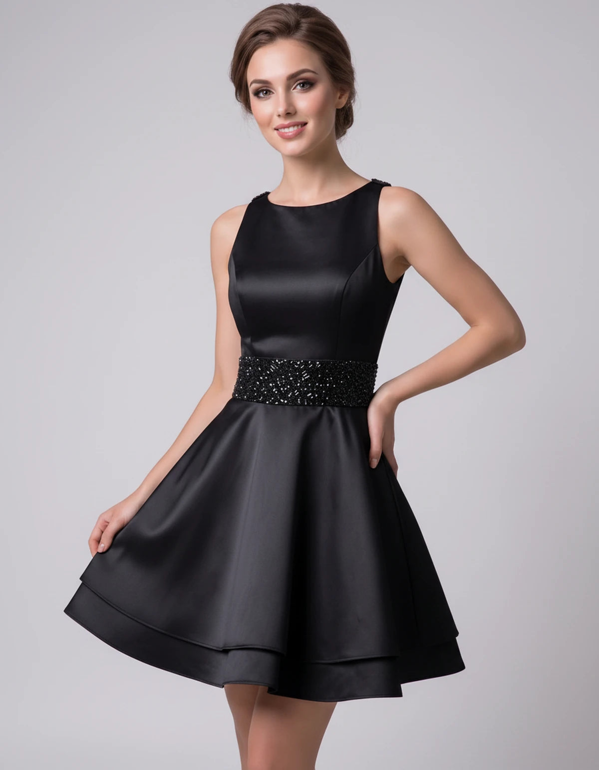 Caravelle Mini Dress — Black | SKU: SD-47782-black-2,SD-47782-black-4,SD-47782-black-6,SD-47782-black-8,SD-47782-black-10,SD-47782-black-12,SD-47782-black-14,SD-47782-black-14W,SD-47782-black-16,SD-47782-black-16W,SD-47782-black-18W,SD-47782-black-20W,SD-47782-black-22W,SD-47782-black-24W
