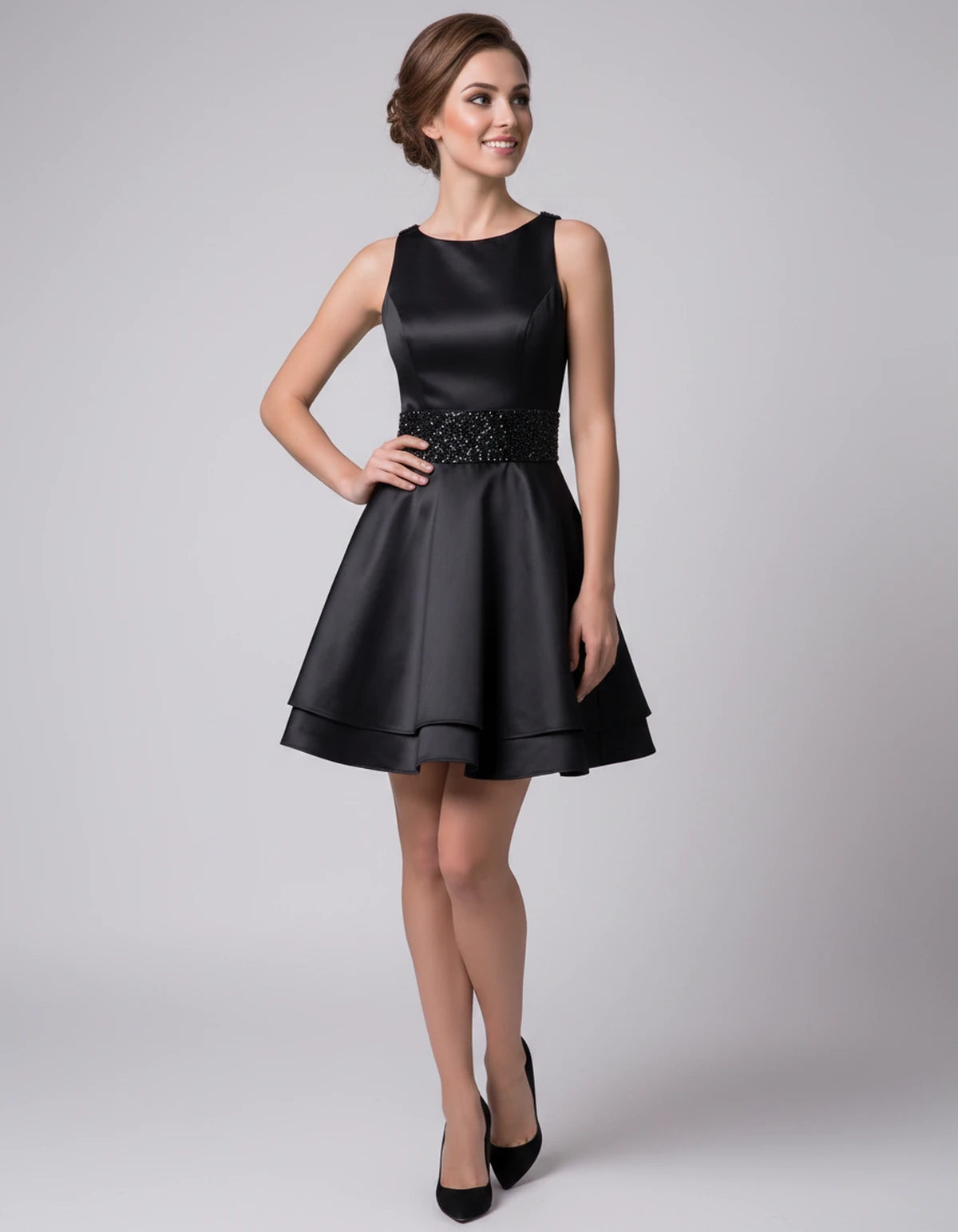 Caravelle Mini Dress — Black | SKU: SD-47782-black-2,SD-47782-black-4,SD-47782-black-6,SD-47782-black-8,SD-47782-black-10,SD-47782-black-12,SD-47782-black-14,SD-47782-black-14W,SD-47782-black-16,SD-47782-black-16W,SD-47782-black-18W,SD-47782-black-20W,SD-47782-black-22W,SD-47782-black-24W