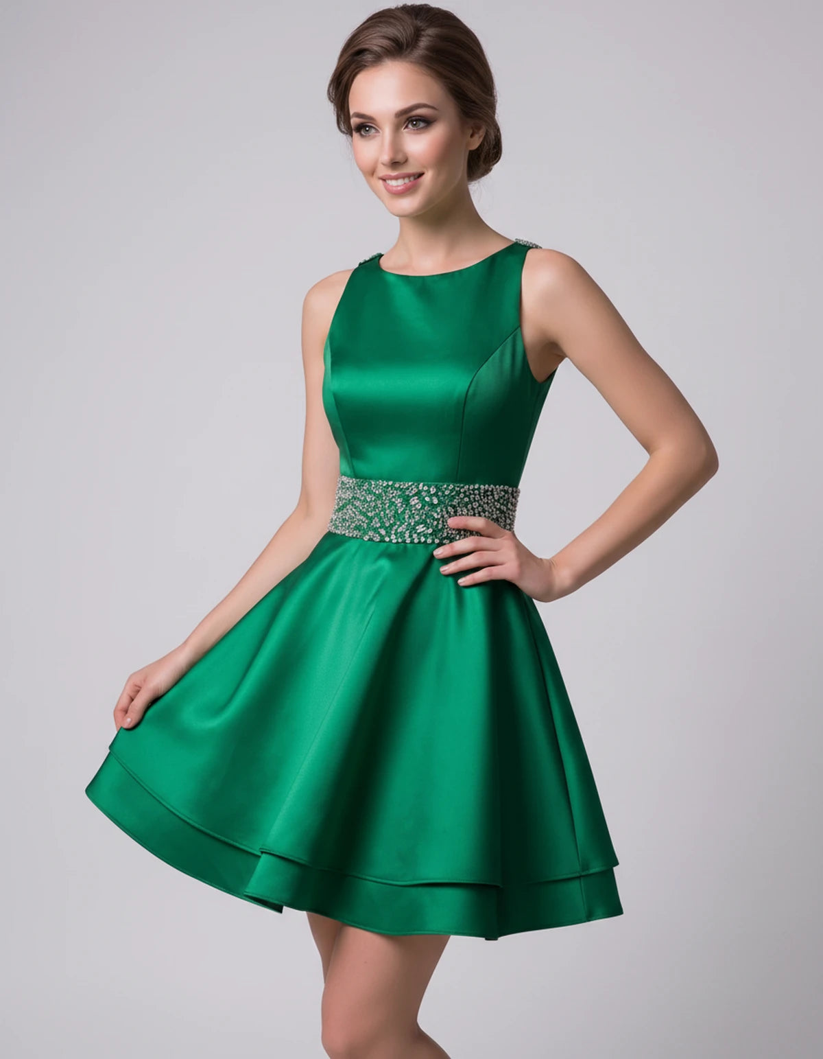 Caravelle Mini Dress — Green | SKU: SD-47782-green-2,SD-47782-green-4,SD-47782-green-6,SD-47782-green-8,SD-47782-green-10,SD-47782-green-12,SD-47782-green-14,SD-47782-green-14W,SD-47782-green-16,SD-47782-green-16W,SD-47782-green-18W,SD-47782-green-20W,SD-47782-green-22W,SD-47782-green-24W