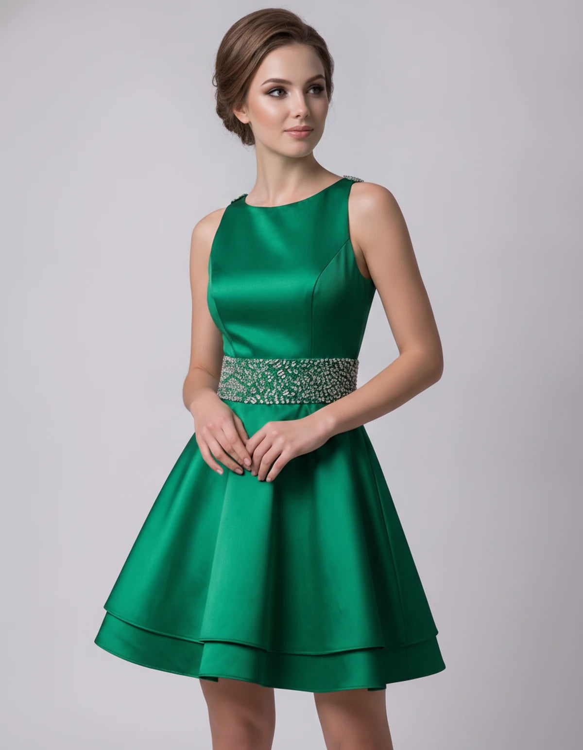 Caravelle Mini Dress — Green | SKU: SD-47782-green-2,SD-47782-green-4,SD-47782-green-6,SD-47782-green-8,SD-47782-green-10,SD-47782-green-12,SD-47782-green-14,SD-47782-green-14W,SD-47782-green-16,SD-47782-green-16W,SD-47782-green-18W,SD-47782-green-20W,SD-47782-green-22W,SD-47782-green-24W