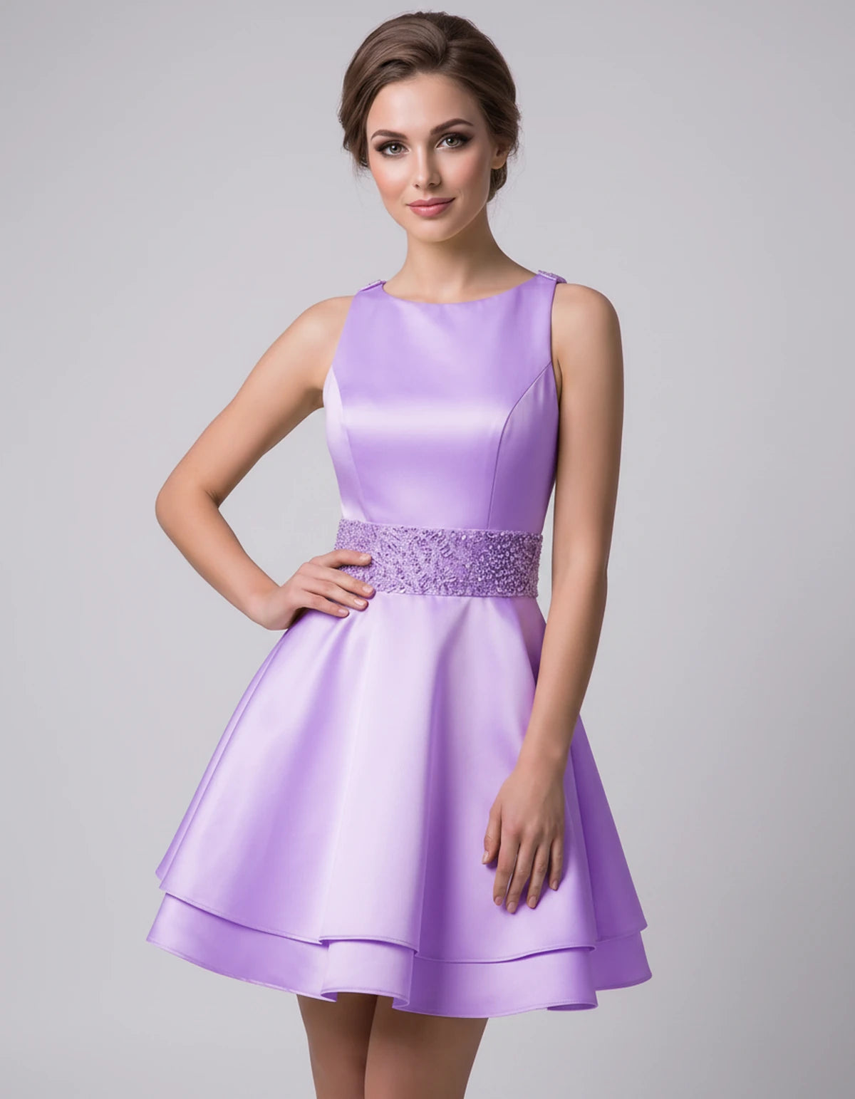 Caravelle Mini Dress — Lavender | SKU: SD-47782-lavender-2,SD-47782-lavender-4,SD-47782-lavender-6,SD-47782-lavender-8,SD-47782-lavender-10,SD-47782-lavender-12,SD-47782-lavender-14,SD-47782-lavender-14W,SD-47782-lavender-16,SD-47782-lavender-16W,SD-47782-lavender-18W,SD-47782-lavender-20W,SD-47782-lavender-22W,SD-47782-lavender-24W