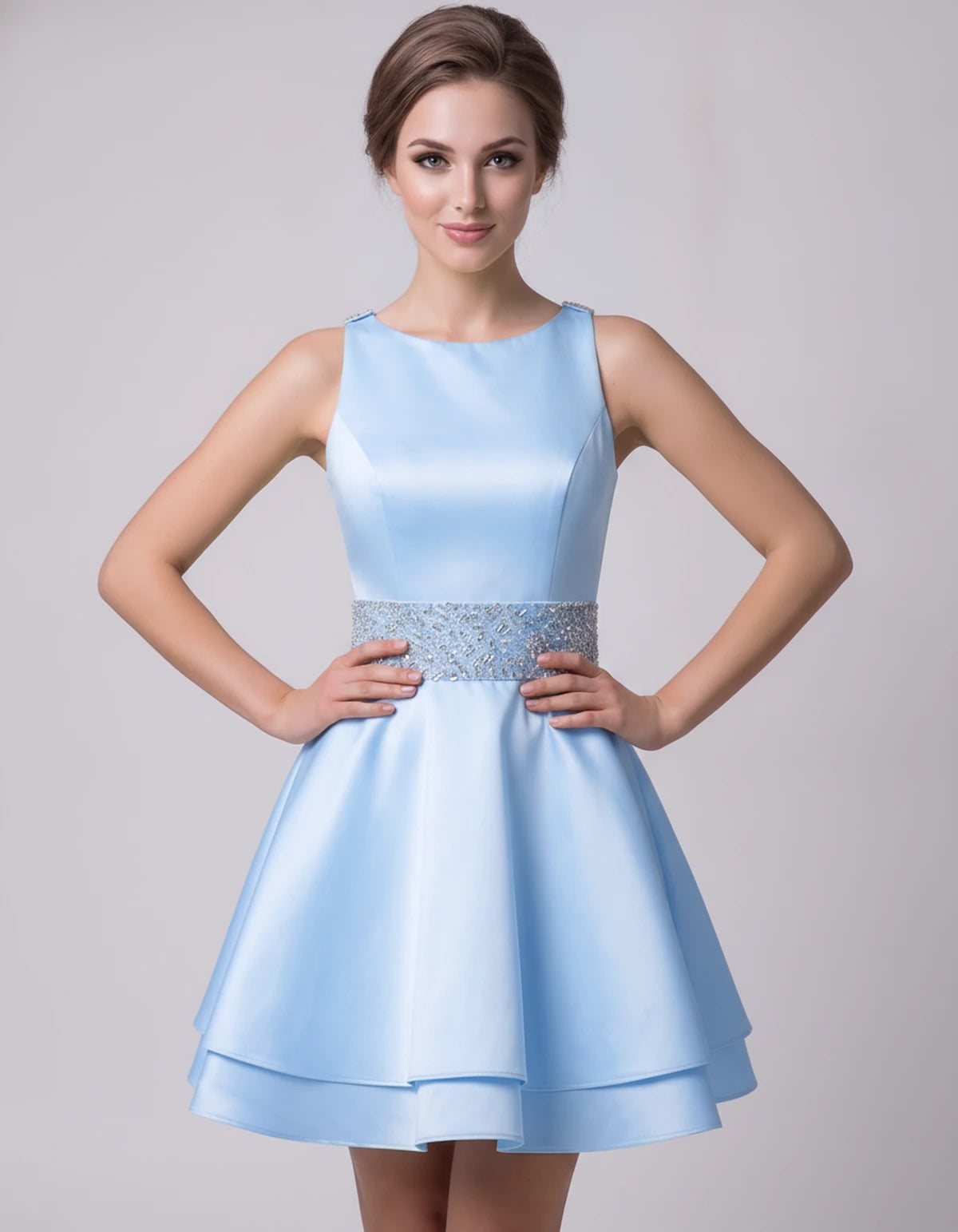 Caravelle Mini Dress — Light Blue | SKU: SD-47782-lightblue-2,SD-47782-lightblue-4,SD-47782-lightblue-6,SD-47782-lightblue-8,SD-47782-lightblue-10,SD-47782-lightblue-12,SD-47782-lightblue-14,SD-47782-lightblue-14W,SD-47782-lightblue-16,SD-47782-lightblue-16W,SD-47782-lightblue-18W,SD-47782-lightblue-20W,SD-47782-lightblue-22W,SD-47782-lightblue-24W