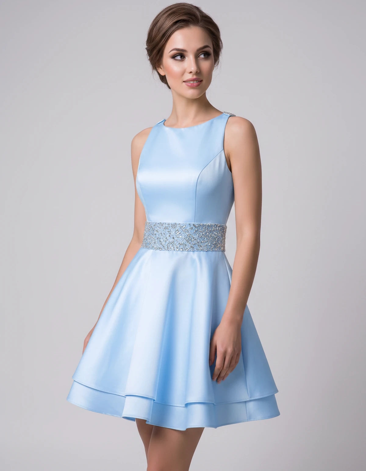 Caravelle Mini Dress — Light Blue | SKU: SD-47782-lightblue-2,SD-47782-lightblue-4,SD-47782-lightblue-6,SD-47782-lightblue-8,SD-47782-lightblue-10,SD-47782-lightblue-12,SD-47782-lightblue-14,SD-47782-lightblue-14W,SD-47782-lightblue-16,SD-47782-lightblue-16W,SD-47782-lightblue-18W,SD-47782-lightblue-20W,SD-47782-lightblue-22W,SD-47782-lightblue-24W