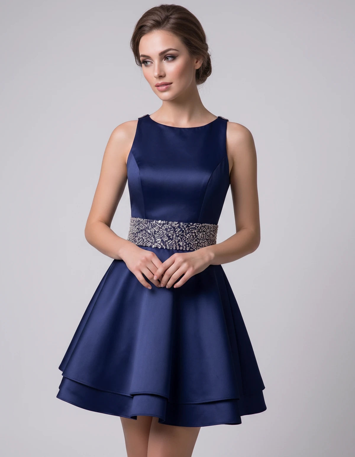 Caravelle Mini Dress — Navy Blue | SKU: SD-47782-navyblue-2,SD-47782-navyblue-4,SD-47782-navyblue-6,SD-47782-navyblue-8,SD-47782-navyblue-10,SD-47782-navyblue-12,SD-47782-navyblue-14,SD-47782-navyblue-14W,SD-47782-navyblue-16,SD-47782-navyblue-16W,SD-47782-navyblue-18W,SD-47782-navyblue-20W,SD-47782-navyblue-22W,SD-47782-navyblue-24W