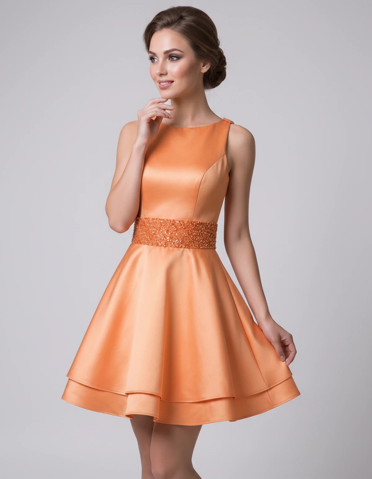 Caravelle Mini Dress — Orange | SKU: SD-47782-orange-2,SD-47782-orange-4,SD-47782-orange-6,SD-47782-orange-8,SD-47782-orange-10,SD-47782-orange-12,SD-47782-orange-14,SD-47782-orange-14W,SD-47782-orange-16,SD-47782-orange-16W,SD-47782-orange-18W,SD-47782-orange-20W,SD-47782-orange-22W,SD-47782-orange-24W