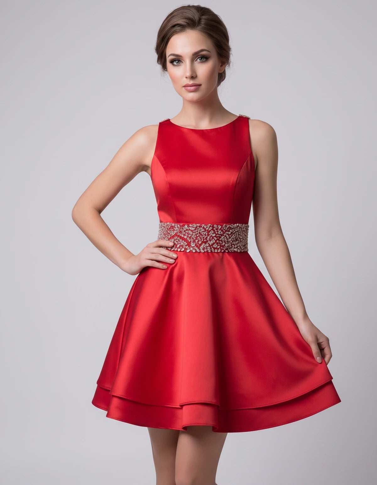Caravelle Mini Dress — Red | SKU: SD-47782-red-2,SD-47782-red-4,SD-47782-red-6,SD-47782-red-8,SD-47782-red-10,SD-47782-red-12,SD-47782-red-14,SD-47782-red-14W,SD-47782-red-16,SD-47782-red-16W,SD-47782-red-18W,SD-47782-red-20W,SD-47782-red-22W,SD-47782-red-24W