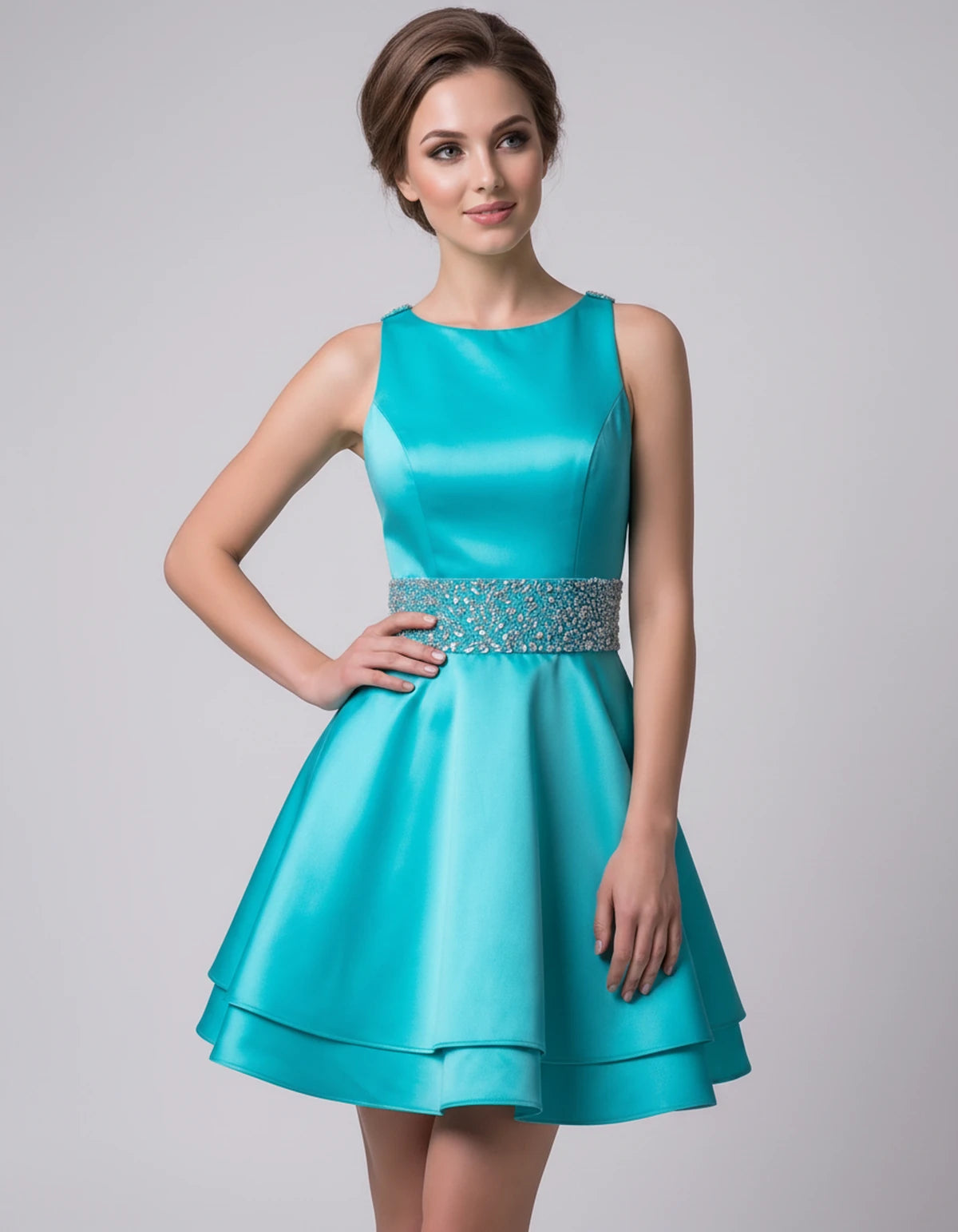 Caravelle Mini Dress — Turquoise | SKU: SD-47782-turquoise-2,SD-47782-turquoise-4,SD-47782-turquoise-6,SD-47782-turquoise-8,SD-47782-turquoise-10,SD-47782-turquoise-12,SD-47782-turquoise-14,SD-47782-turquoise-14W,SD-47782-turquoise-16,SD-47782-turquoise-16W,SD-47782-turquoise-18W,SD-47782-turquoise-20W,SD-47782-turquoise-22W,SD-47782-turquoise-24W