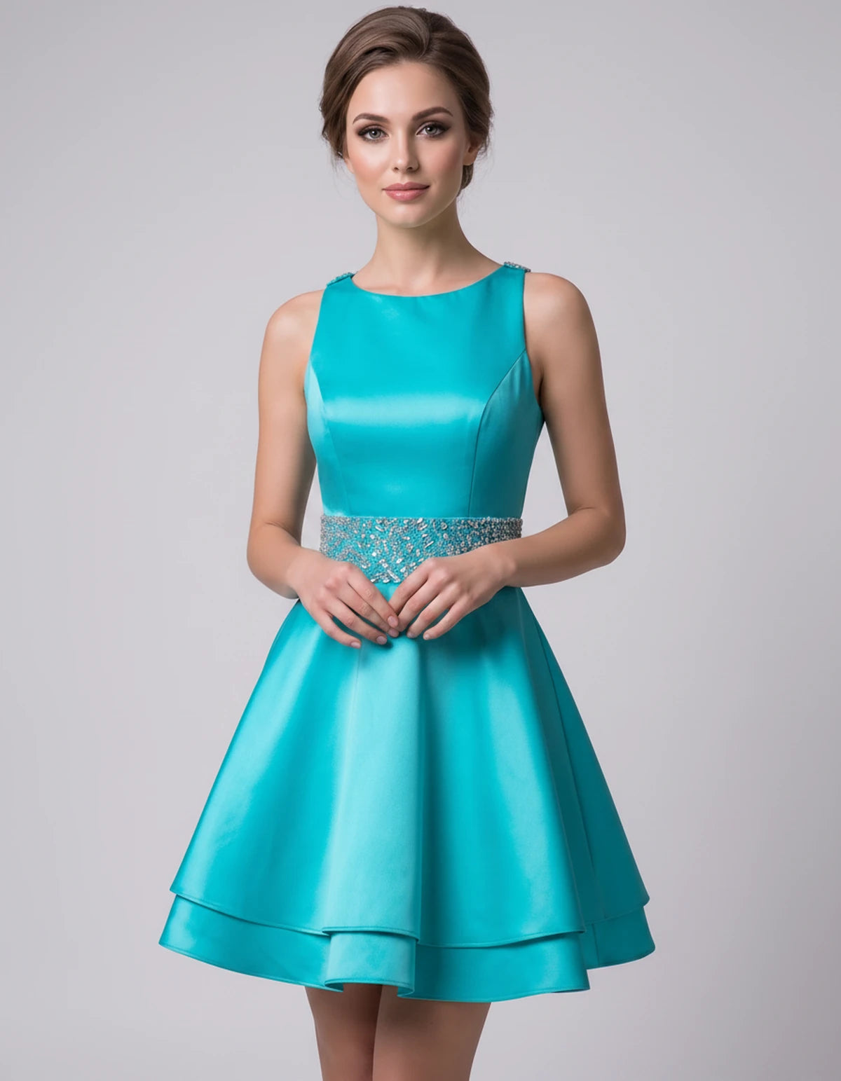 Caravelle Mini Dress — Turquoise | SKU: SD-47782-turquoise-2,SD-47782-turquoise-4,SD-47782-turquoise-6,SD-47782-turquoise-8,SD-47782-turquoise-10,SD-47782-turquoise-12,SD-47782-turquoise-14,SD-47782-turquoise-14W,SD-47782-turquoise-16,SD-47782-turquoise-16W,SD-47782-turquoise-18W,SD-47782-turquoise-20W,SD-47782-turquoise-22W,SD-47782-turquoise-24W