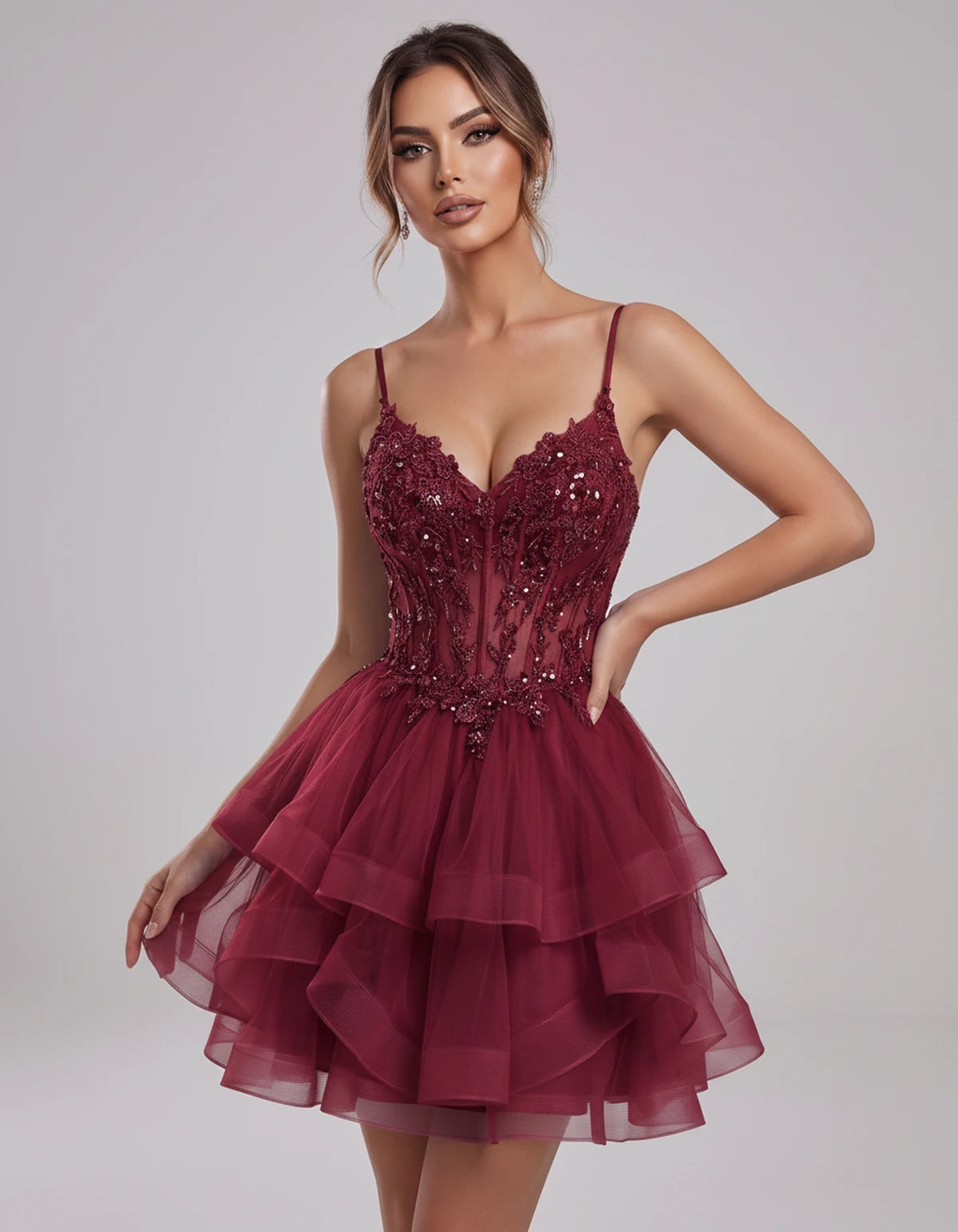 Carmela Mini Dress — Burgundy | SKU: SD-66563-burgundy-2,SD-66563-burgundy-4,SD-66563-burgundy-6,SD-66563-burgundy-8,SD-66563-burgundy-10,SD-66563-burgundy-12,SD-66563-burgundy-14,SD-66563-burgundy-14W,SD-66563-burgundy-16,SD-66563-burgundy-16W,SD-66563-burgundy-18W,SD-66563-burgundy-20W,SD-66563-burgundy-22W,SD-66563-burgundy-24W