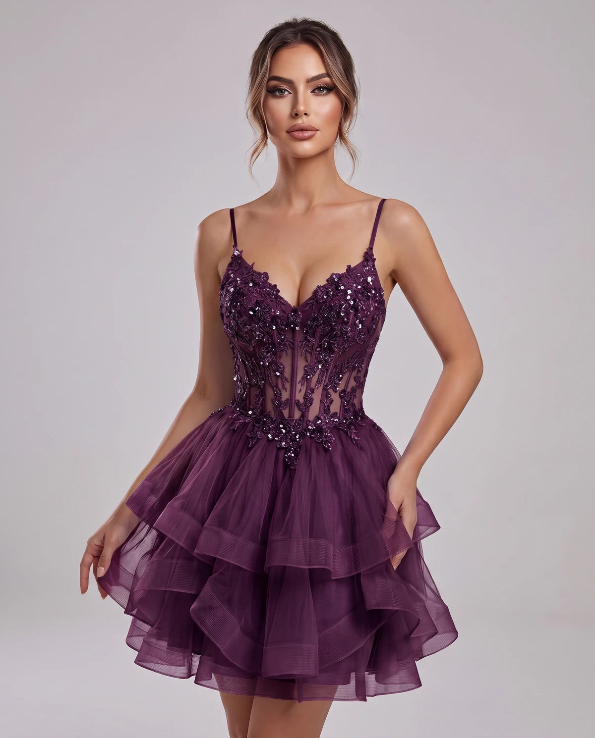 Carmela Mini Dress — Grap Purple