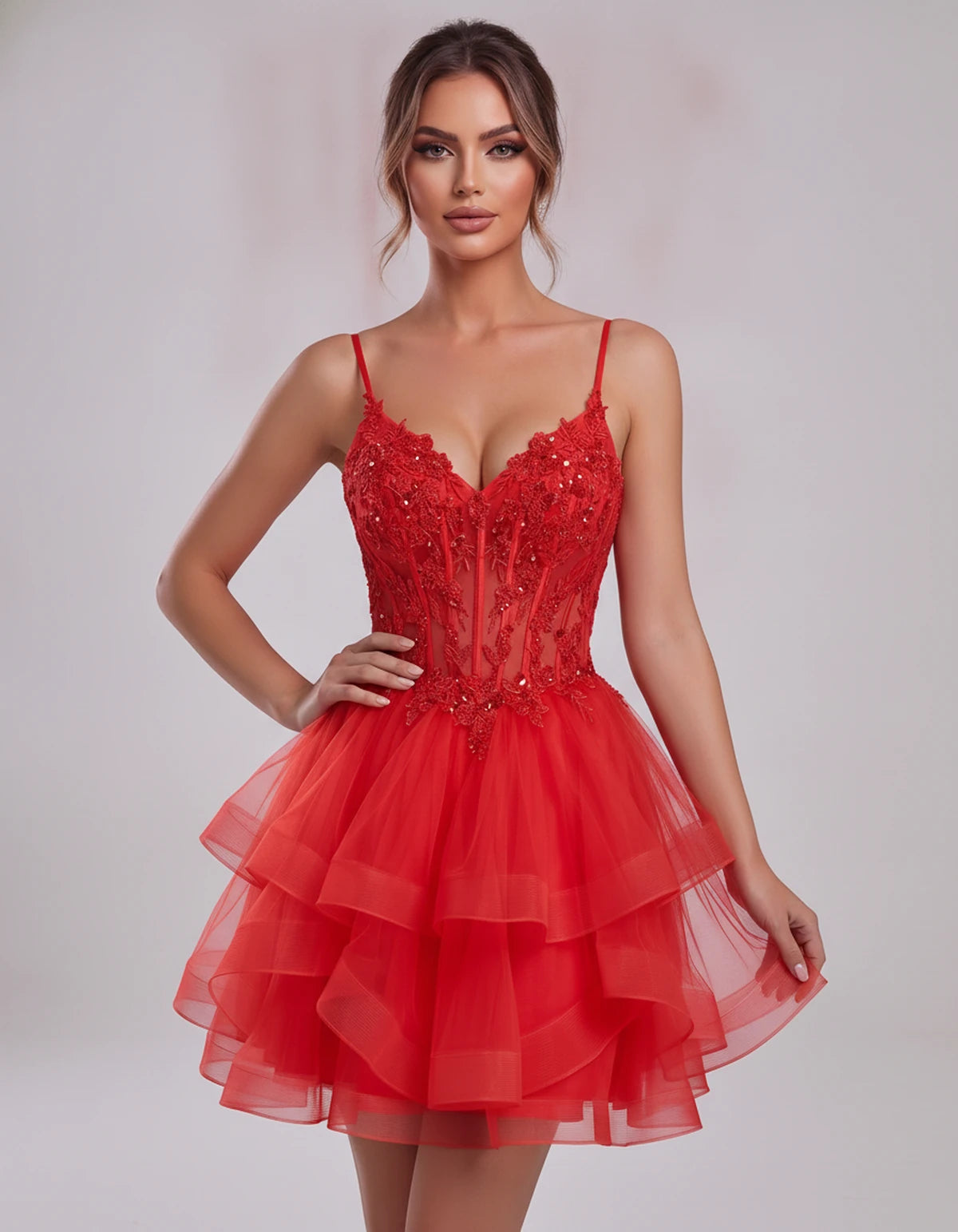 Carmela Mini Dress — Red | SKU: SD-66563-red-2,SD-66563-red-4,SD-66563-red-6,SD-66563-red-8,SD-66563-red-10,SD-66563-red-12,SD-66563-red-14,SD-66563-red-14W,SD-66563-red-16,SD-66563-red-16W,SD-66563-red-18W,SD-66563-red-20W,SD-66563-red-22W,SD-66563-red-24W