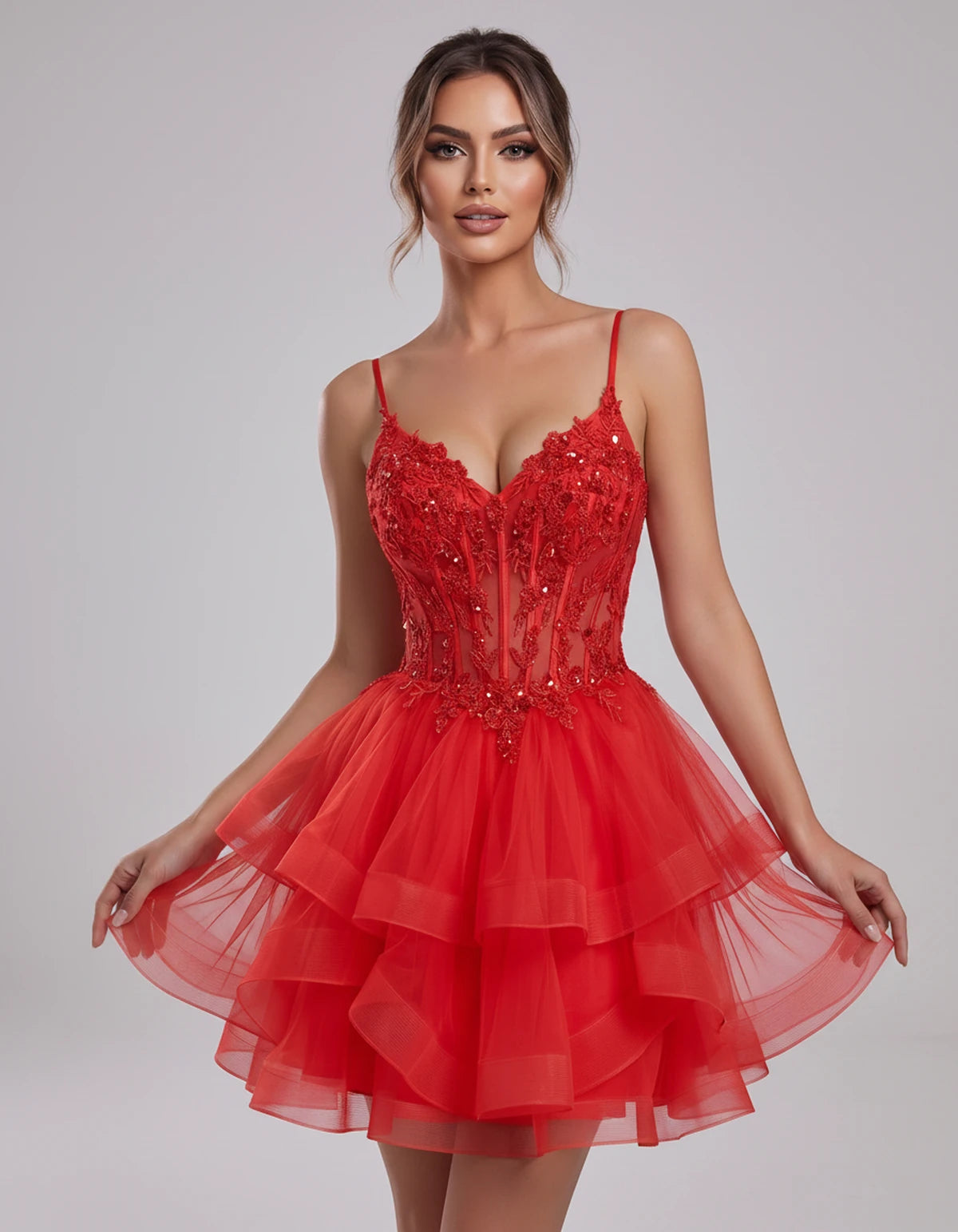 Carmela Mini Dress — Red | SKU: SD-66563-red-2,SD-66563-red-4,SD-66563-red-6,SD-66563-red-8,SD-66563-red-10,SD-66563-red-12,SD-66563-red-14,SD-66563-red-14W,SD-66563-red-16,SD-66563-red-16W,SD-66563-red-18W,SD-66563-red-20W,SD-66563-red-22W,SD-66563-red-24W