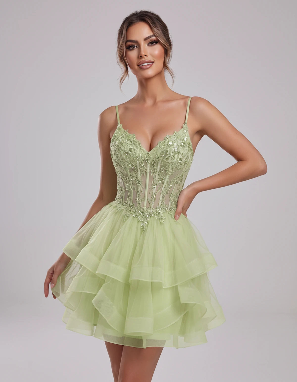Carmela Mini Dress — Sage | SKU: SD-66563-sage-2,SD-66563-sage-4,SD-66563-sage-6,SD-66563-sage-8,SD-66563-sage-10,SD-66563-sage-12,SD-66563-sage-14,SD-66563-sage-14W,SD-66563-sage-16,SD-66563-sage-16W,SD-66563-sage-18W,SD-66563-sage-20W,SD-66563-sage-22W,SD-66563-sage-24W