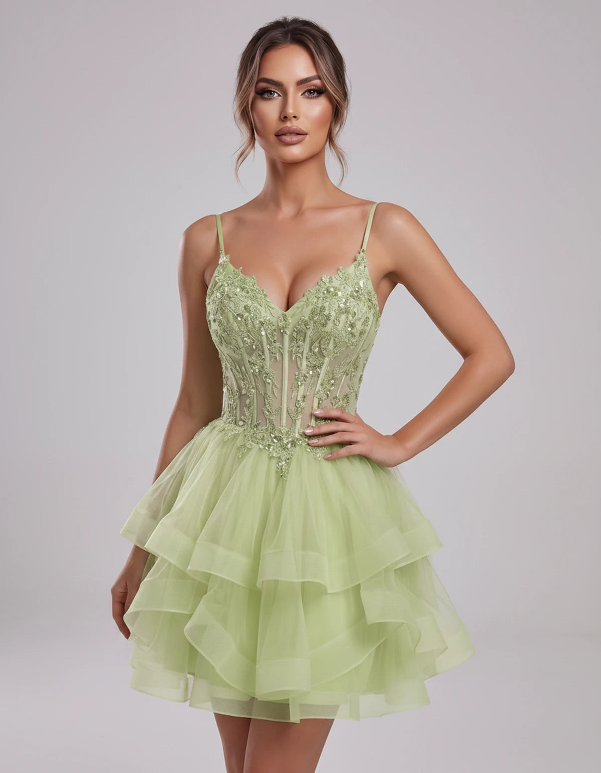 Carmela Mini Dress — Sage | SKU: SD-66563-sage-2,SD-66563-sage-4,SD-66563-sage-6,SD-66563-sage-8,SD-66563-sage-10,SD-66563-sage-12,SD-66563-sage-14,SD-66563-sage-14W,SD-66563-sage-16,SD-66563-sage-16W,SD-66563-sage-18W,SD-66563-sage-20W,SD-66563-sage-22W,SD-66563-sage-24W