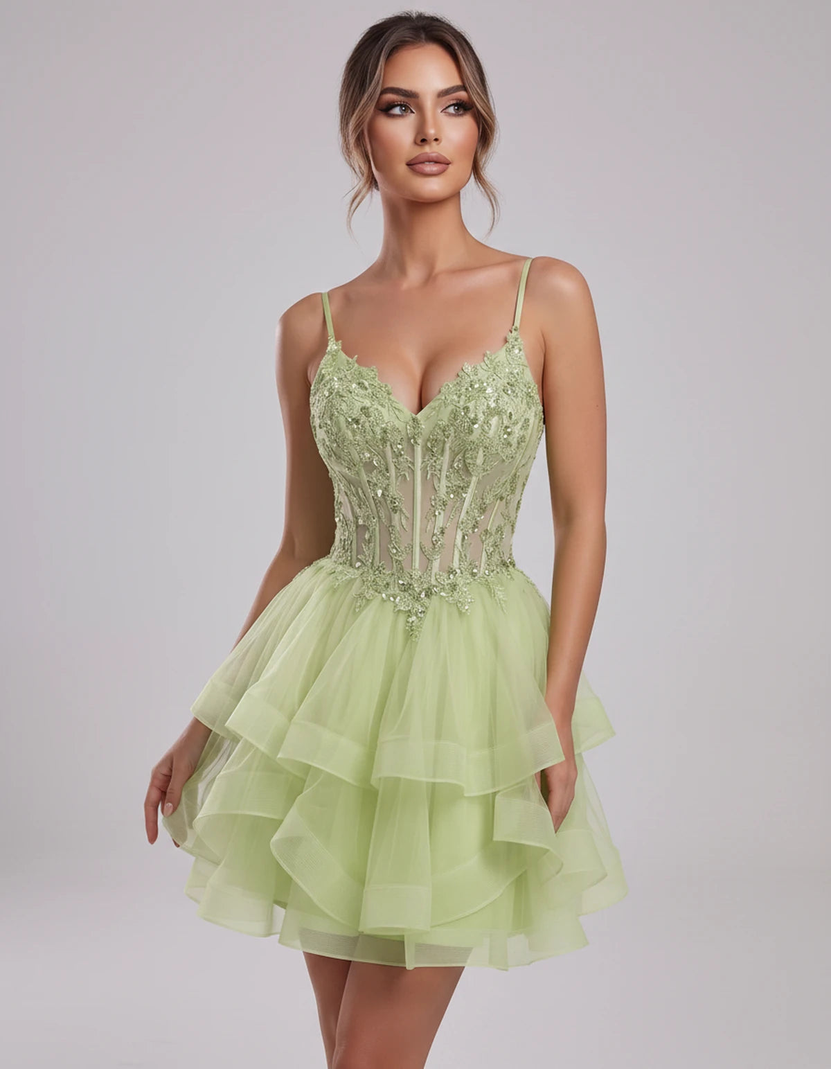 Carmela Mini Dress — Sage | SKU: SD-66563-sage-2,SD-66563-sage-4,SD-66563-sage-6,SD-66563-sage-8,SD-66563-sage-10,SD-66563-sage-12,SD-66563-sage-14,SD-66563-sage-14W,SD-66563-sage-16,SD-66563-sage-16W,SD-66563-sage-18W,SD-66563-sage-20W,SD-66563-sage-22W,SD-66563-sage-24W