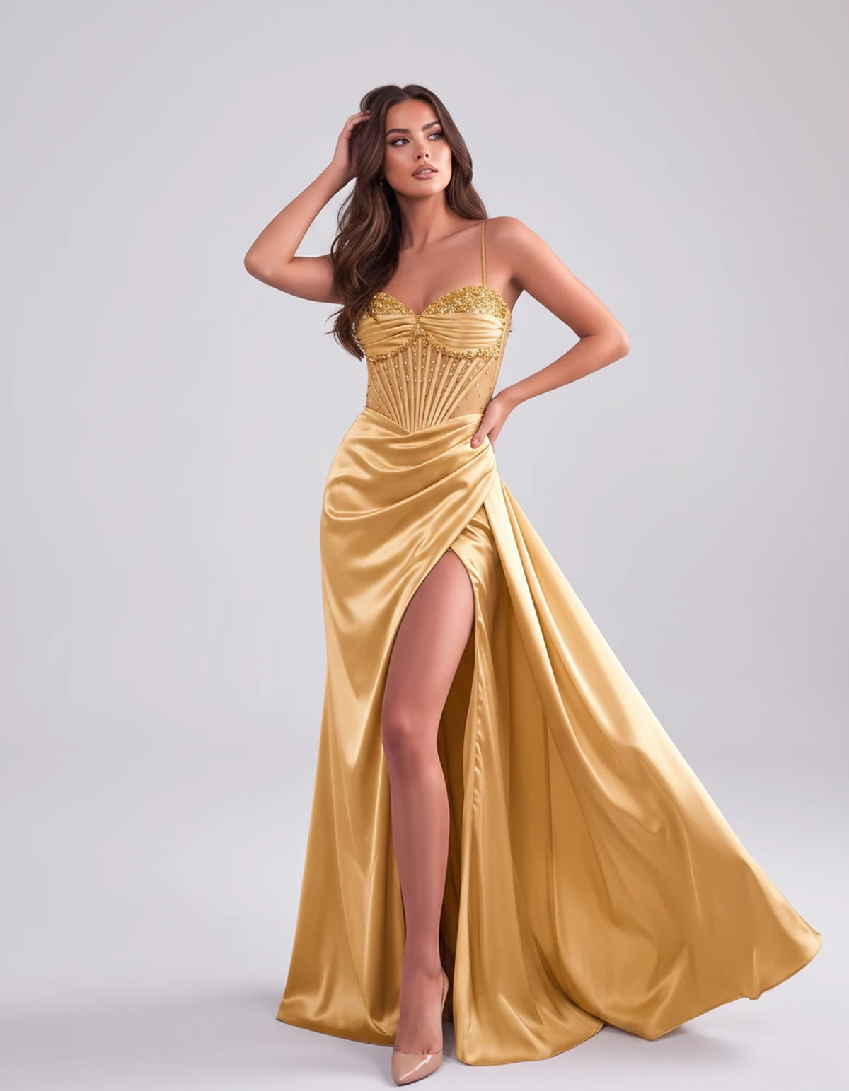 Cassia Maxi Dress — Gold | SKU: SD-84941-gold-2,SD-84941-gold-4,SD-84941-gold-6,SD-84941-gold-8,SD-84941-gold-10,SD-84941-gold-12,SD-84941-gold-14,SD-84941-gold-14W,SD-84941-gold-16,SD-84941-gold-16W,SD-84941-gold-18W,SD-84941-gold-20W