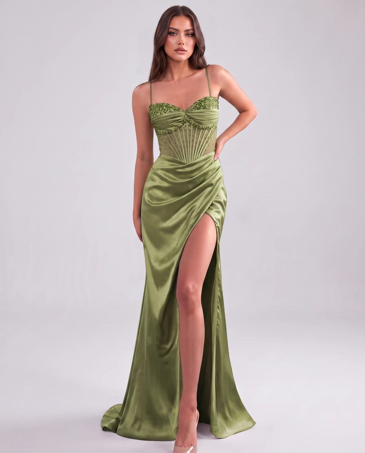 Cassia Maxi Dress — Olive Green