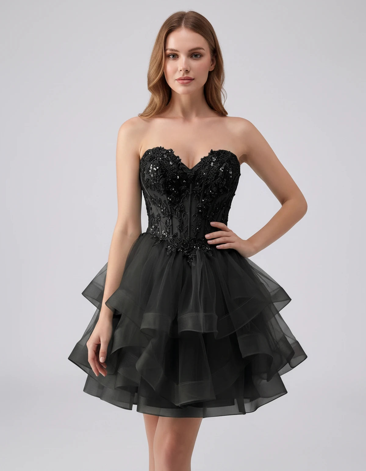 Cerelia Midi Dresses — Black | SKU: SD-73258-black-2,SD-73258-black-4,SD-73258-black-6,SD-73258-black-8,SD-73258-black-10,SD-73258-black-12,SD-73258-black-14,SD-73258-black-14W,SD-73258-black-16,SD-73258-black-16W,SD-73258-black-18W,SD-73258-black-20W