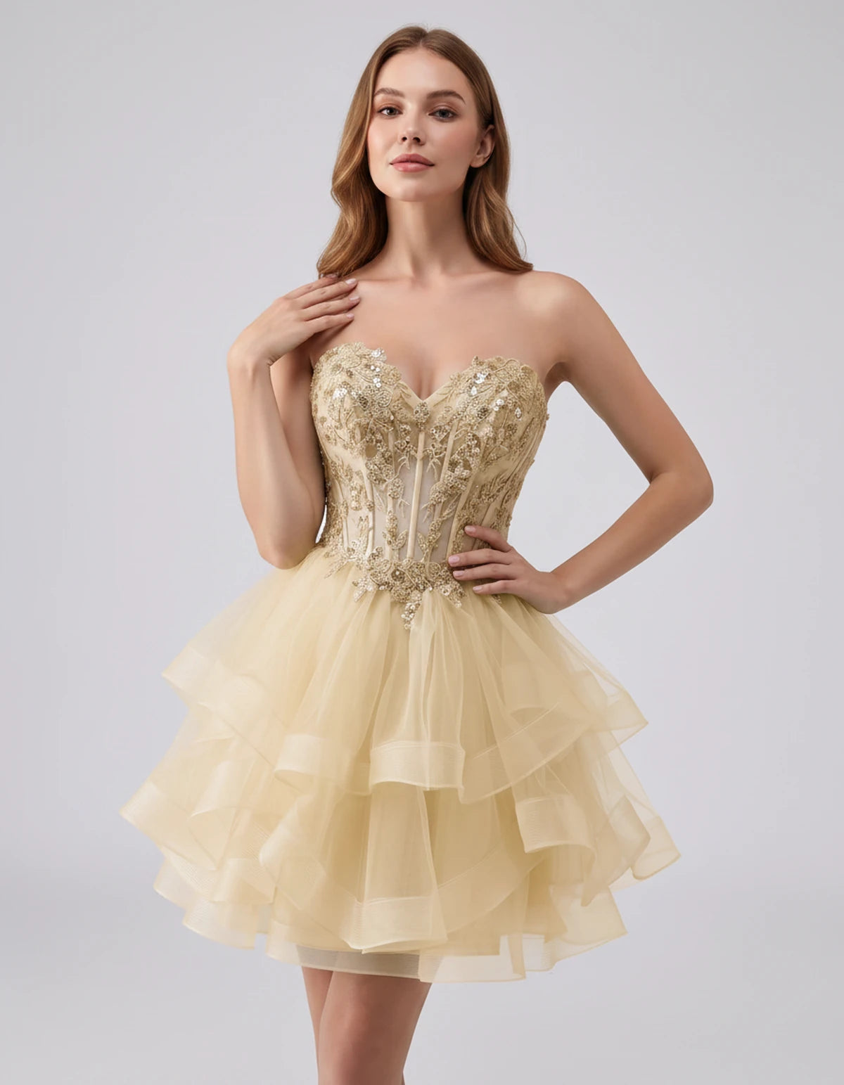 Cerelia Midi Dresses — Champagne | SKU: SD-73258-champagne-2,SD-73258-champagne-4,SD-73258-champagne-6,SD-73258-champagne-8,SD-73258-champagne-10,SD-73258-champagne-12,SD-73258-champagne-14,SD-73258-champagne-14W,SD-73258-champagne-16,SD-73258-champagne-16W,SD-73258-champagne-18W,SD-73258-champagne-20W