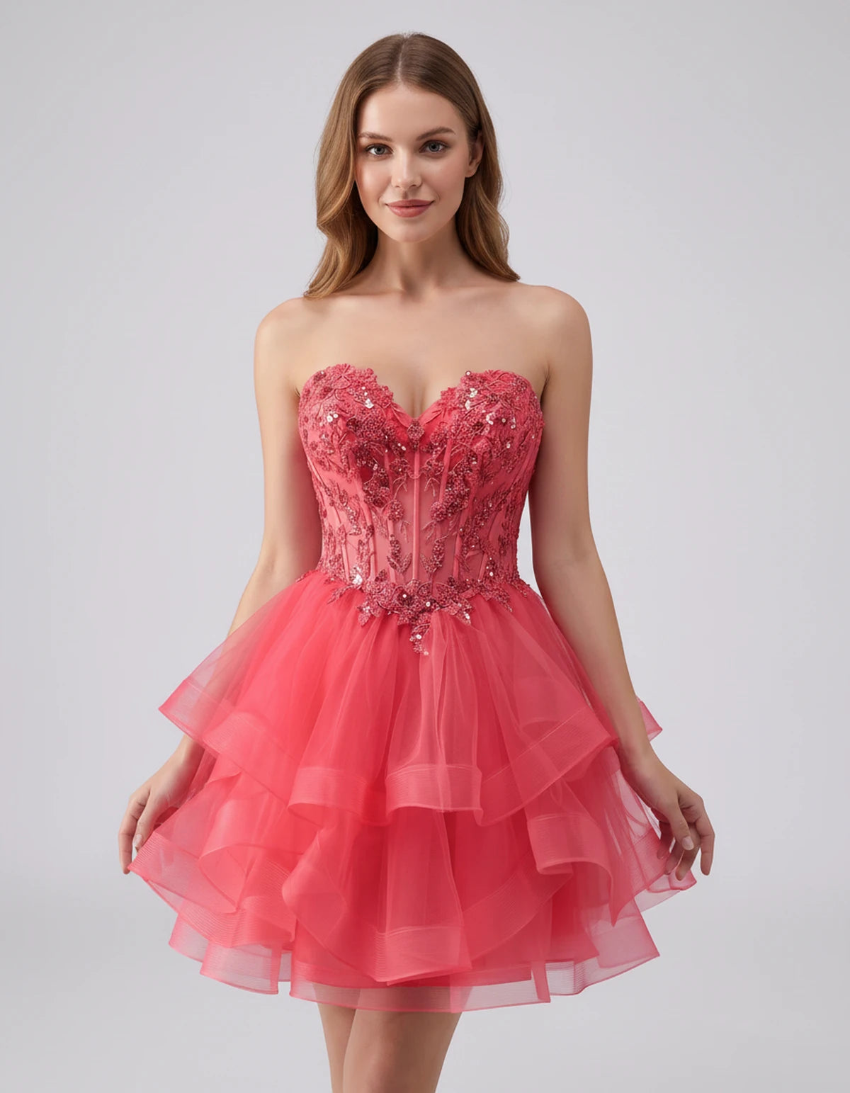 Cerelia Midi Dresses — Coral | SKU: SD-73258-coral-2,SD-73258-coral-4,SD-73258-coral-6,SD-73258-coral-8,SD-73258-coral-10,SD-73258-coral-12,SD-73258-coral-14,SD-73258-coral-14W,SD-73258-coral-16,SD-73258-coral-16W,SD-73258-coral-18W,SD-73258-coral-20W