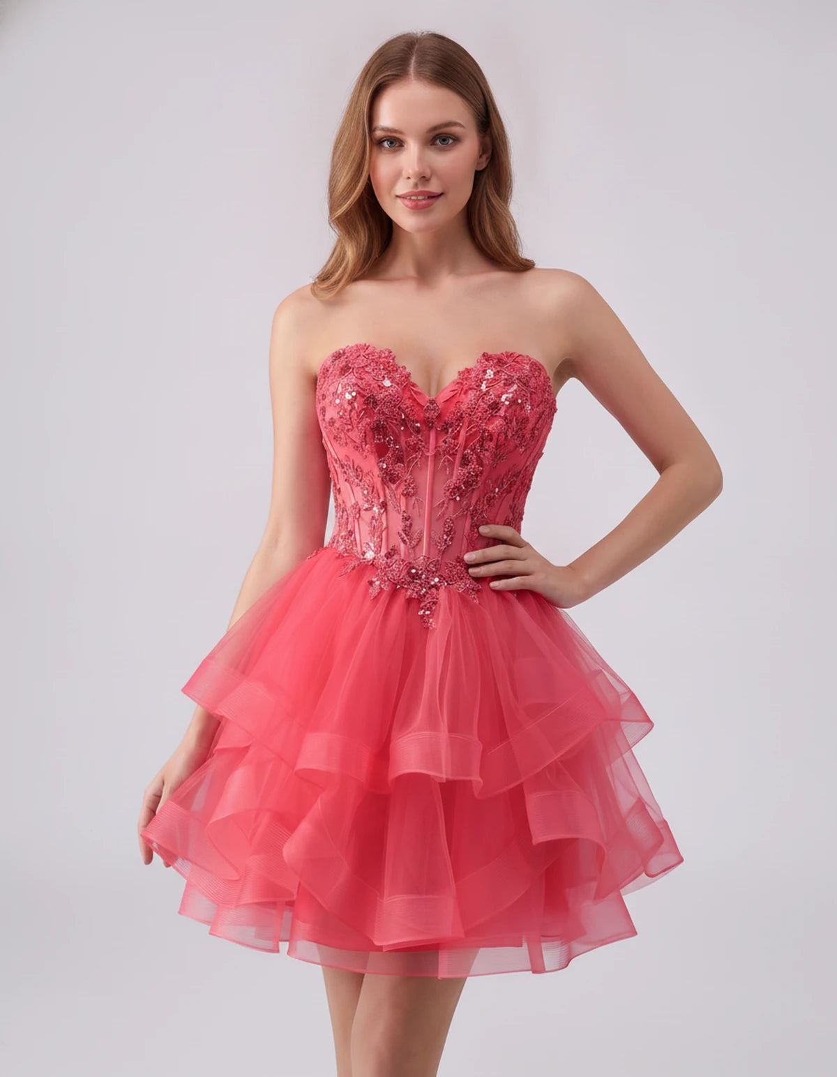 Cerelia Midi Dresses — Coral | SKU: SD-73258-coral-2,SD-73258-coral-4,SD-73258-coral-6,SD-73258-coral-8,SD-73258-coral-10,SD-73258-coral-12,SD-73258-coral-14,SD-73258-coral-14W,SD-73258-coral-16,SD-73258-coral-16W,SD-73258-coral-18W,SD-73258-coral-20W