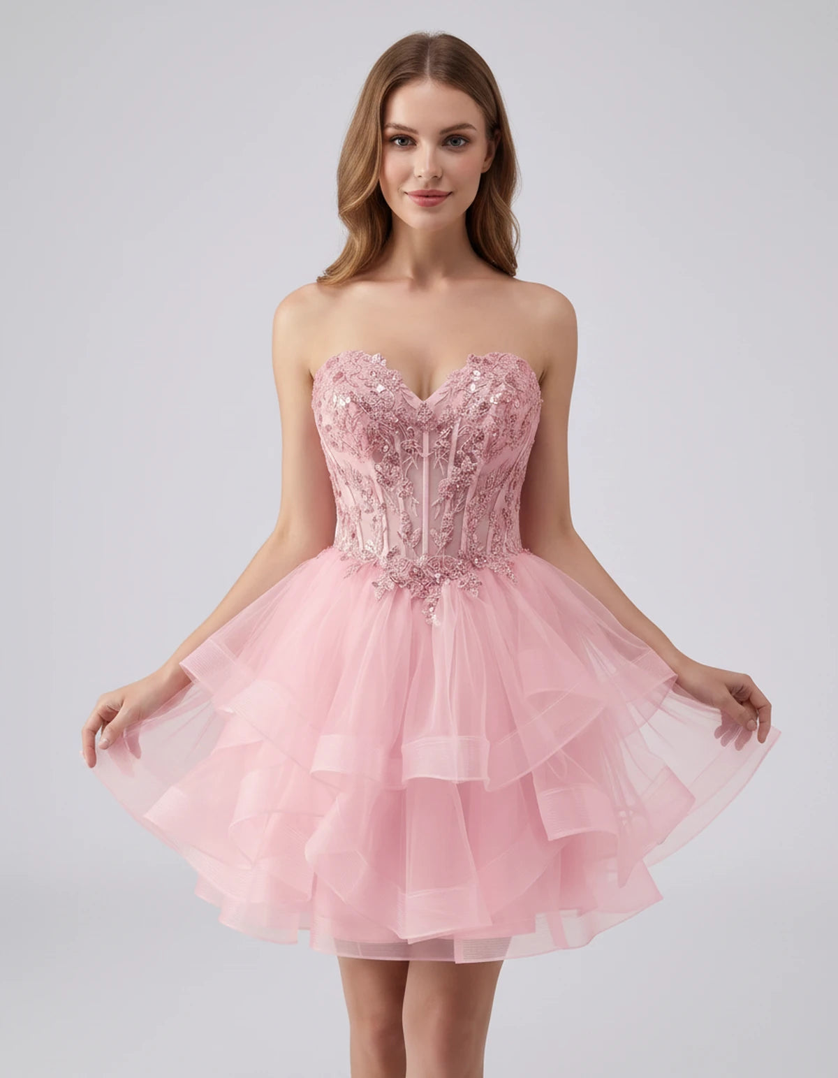 Cerelia Midi Dresses — Light Pink | SKU: SD-73258-lightpink-2,SD-73258-lightpink-4,SD-73258-lightpink-6,SD-73258-lightpink-8,SD-73258-lightpink-10,SD-73258-lightpink-12,SD-73258-lightpink-14,SD-73258-lightpink-14W,SD-73258-lightpink-16,SD-73258-lightpink-16W,SD-73258-lightpink-18W,SD-73258-lightpink-20W