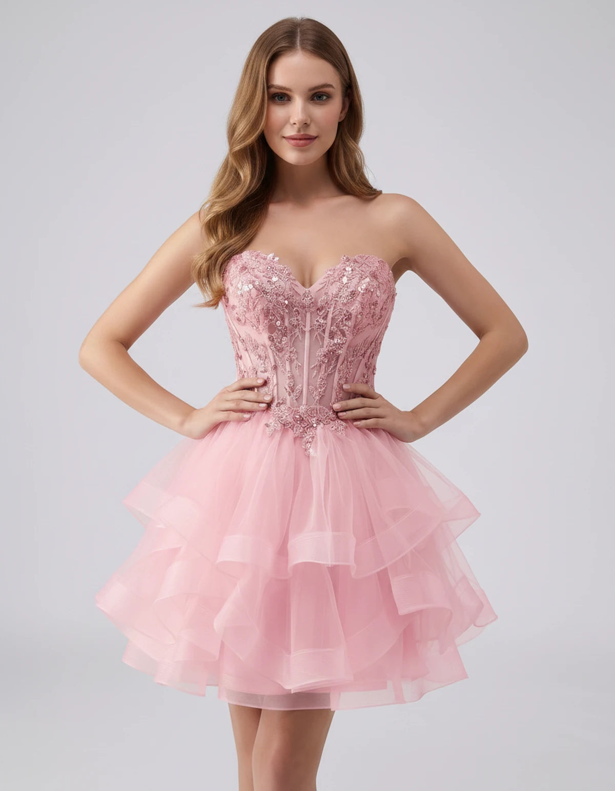 Cerelia Midi Dresses — Light Pink | SKU: SD-73258-lightpink-2,SD-73258-lightpink-4,SD-73258-lightpink-6,SD-73258-lightpink-8,SD-73258-lightpink-10,SD-73258-lightpink-12,SD-73258-lightpink-14,SD-73258-lightpink-14W,SD-73258-lightpink-16,SD-73258-lightpink-16W,SD-73258-lightpink-18W,SD-73258-lightpink-20W
