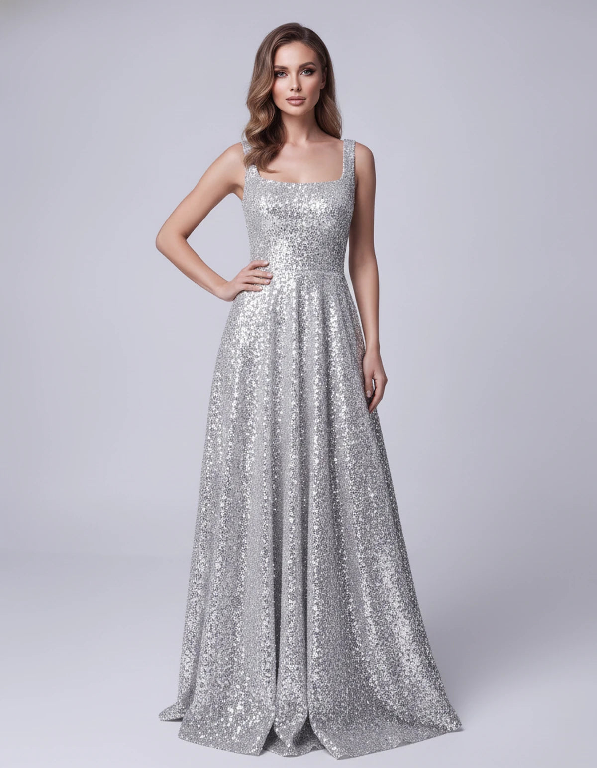 Cerise Maxi Dress — Silver | SKU: SD-37869-silver-2,SD-37869-silver-4,SD-37869-silver-6,SD-37869-silver-8,SD-37869-silver-10,SD-37869-silver-12,SD-37869-silver-14,SD-37869-silver-16,SD-37869-silver-16W,SD-37869-silver-18W,SD-37869-silver-20W