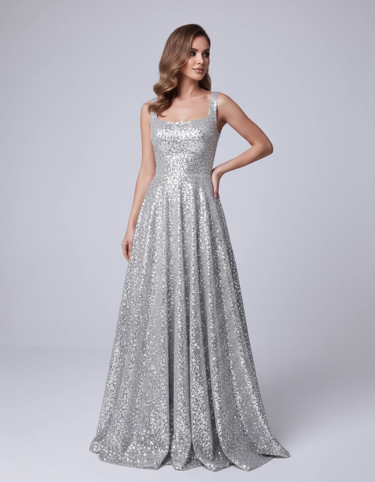 Cerise Maxi Dress — Silver | SKU: SD-37869-silver-2,SD-37869-silver-4,SD-37869-silver-6,SD-37869-silver-8,SD-37869-silver-10,SD-37869-silver-12,SD-37869-silver-14,SD-37869-silver-16,SD-37869-silver-16W,SD-37869-silver-18W,SD-37869-silver-20W